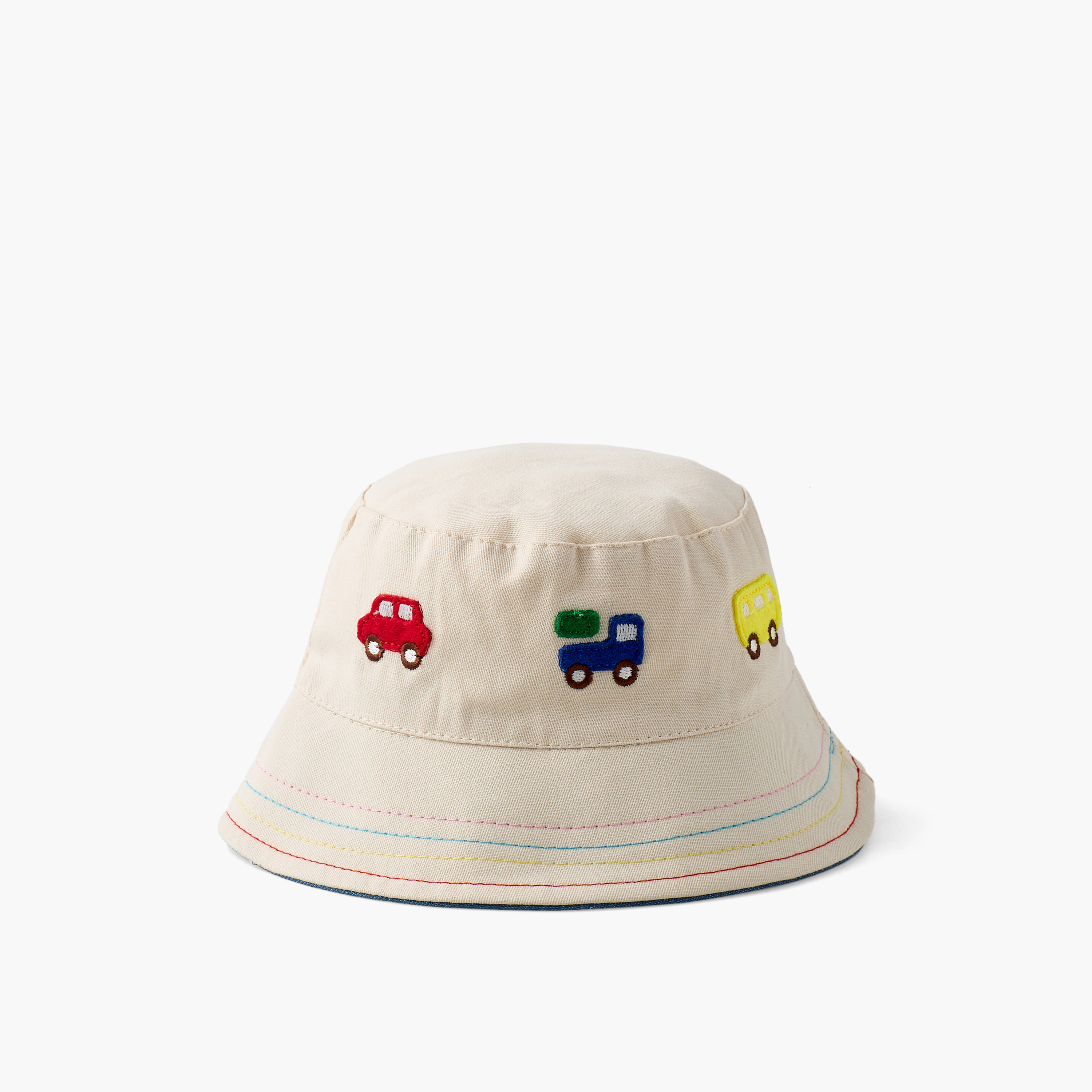 Juniors Bucket Hat with Vehical Embroidery-baby-boys-accessories-caps-image-1