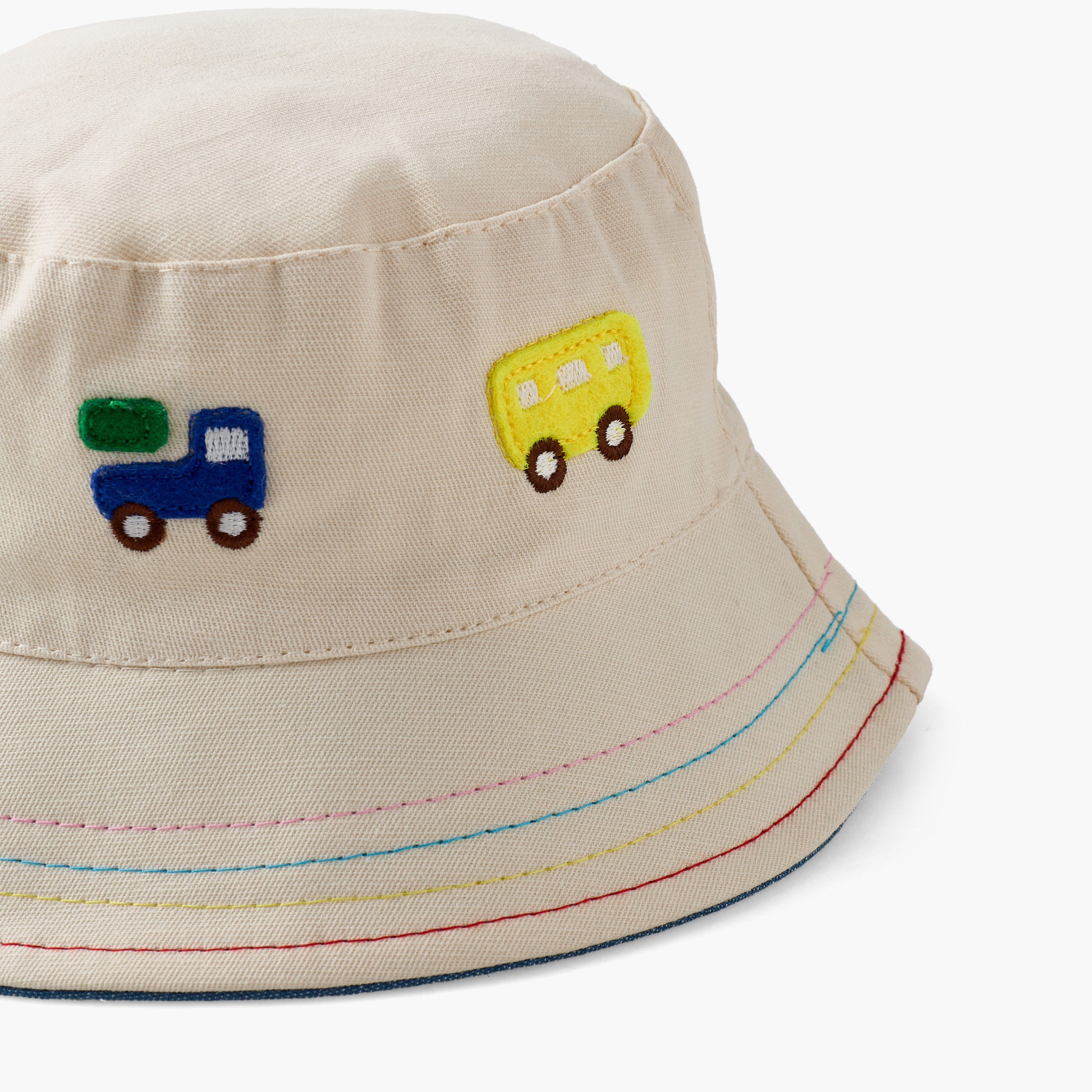 Juniors Bucket Hat with Vehical Embroidery-baby-boys-accessories-caps-image-3