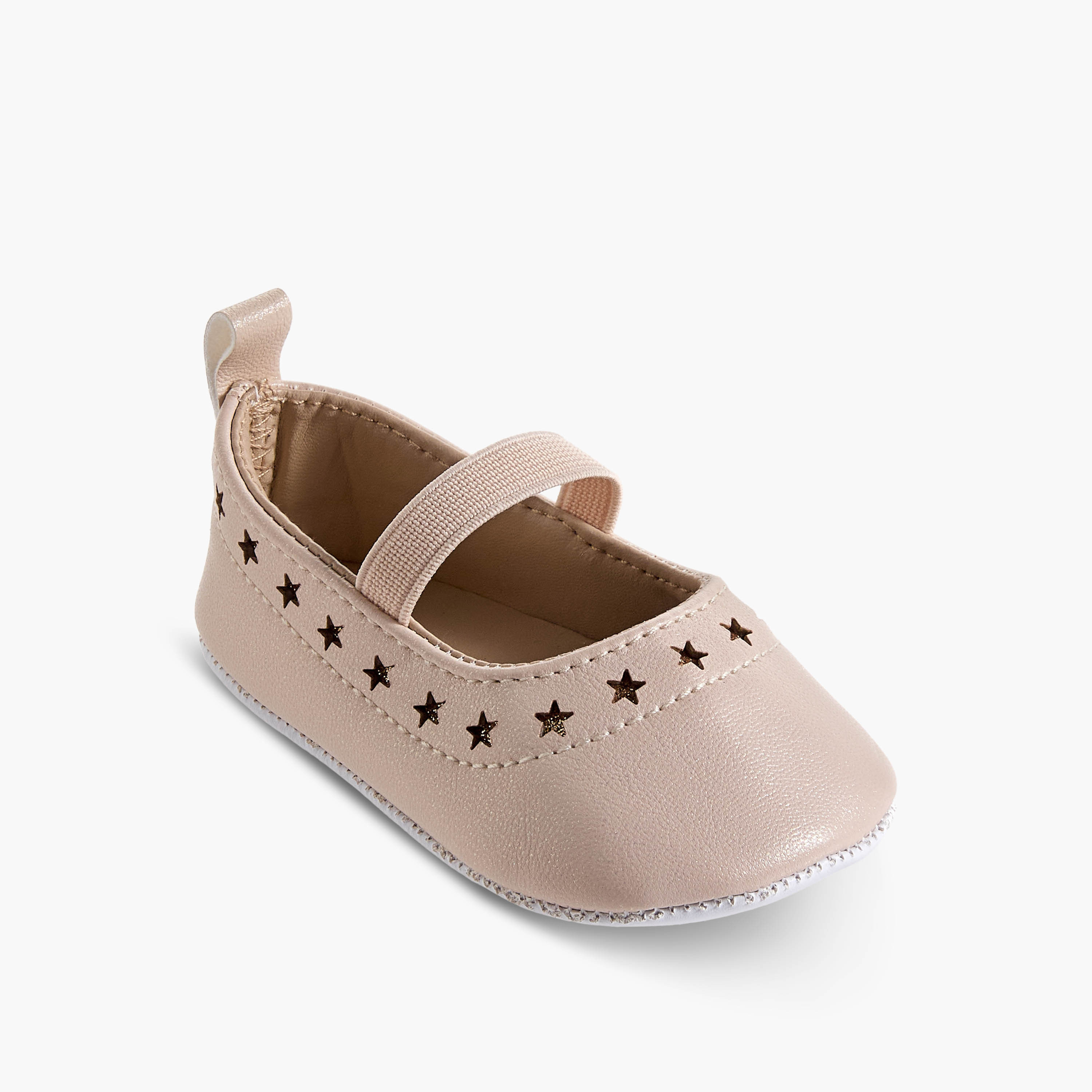Giggles Booties with Elasticated Strap, Star Cutout Detail-baby-girls-shoes-closedshoes-image-2