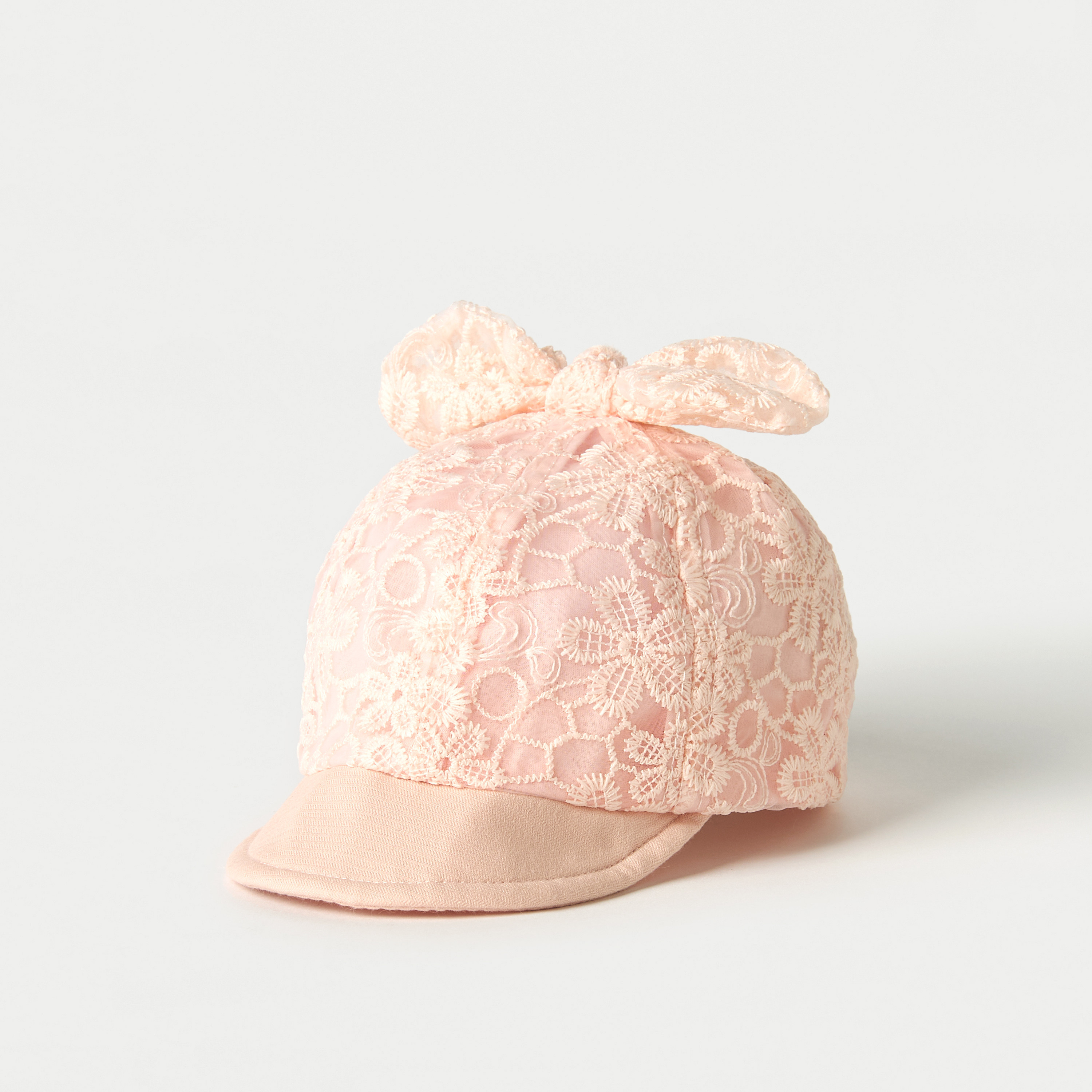 كاب بتطريز أزهار وشريط إغلاق من جونيورز-baby-girls-accessories-caps-image-1
