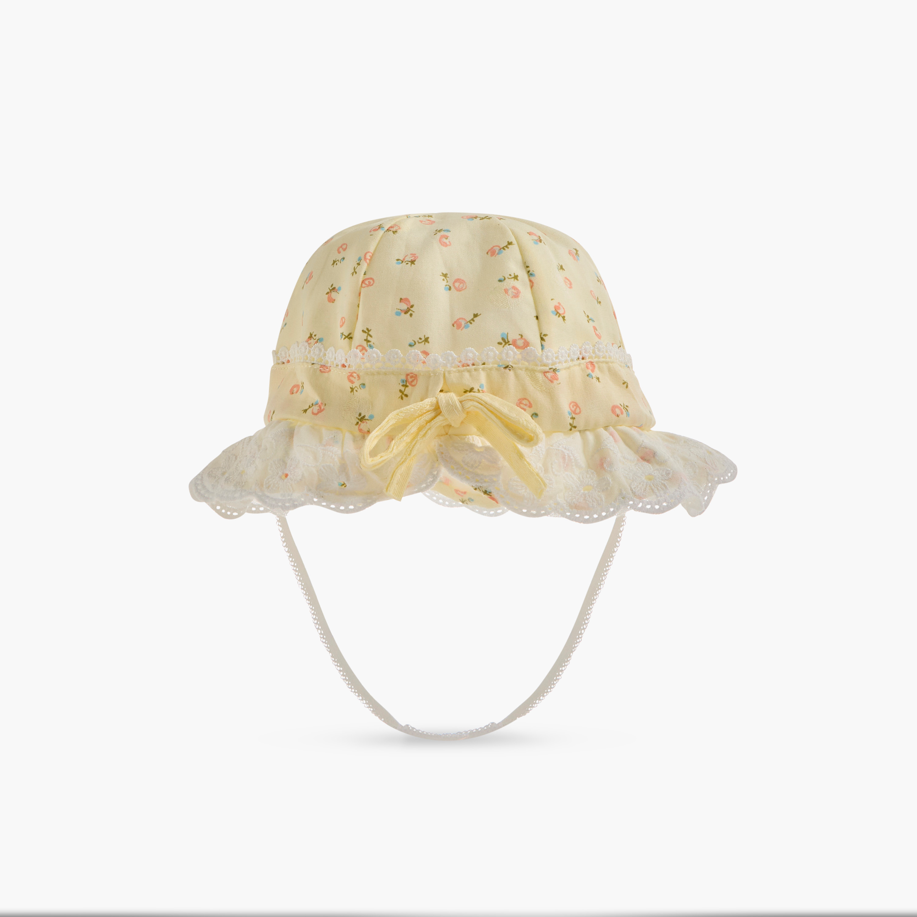قبعة دلو بطبعات أزهار وحافة دانتيل من جونيورز-baby-girls-accessories-caps-image-1