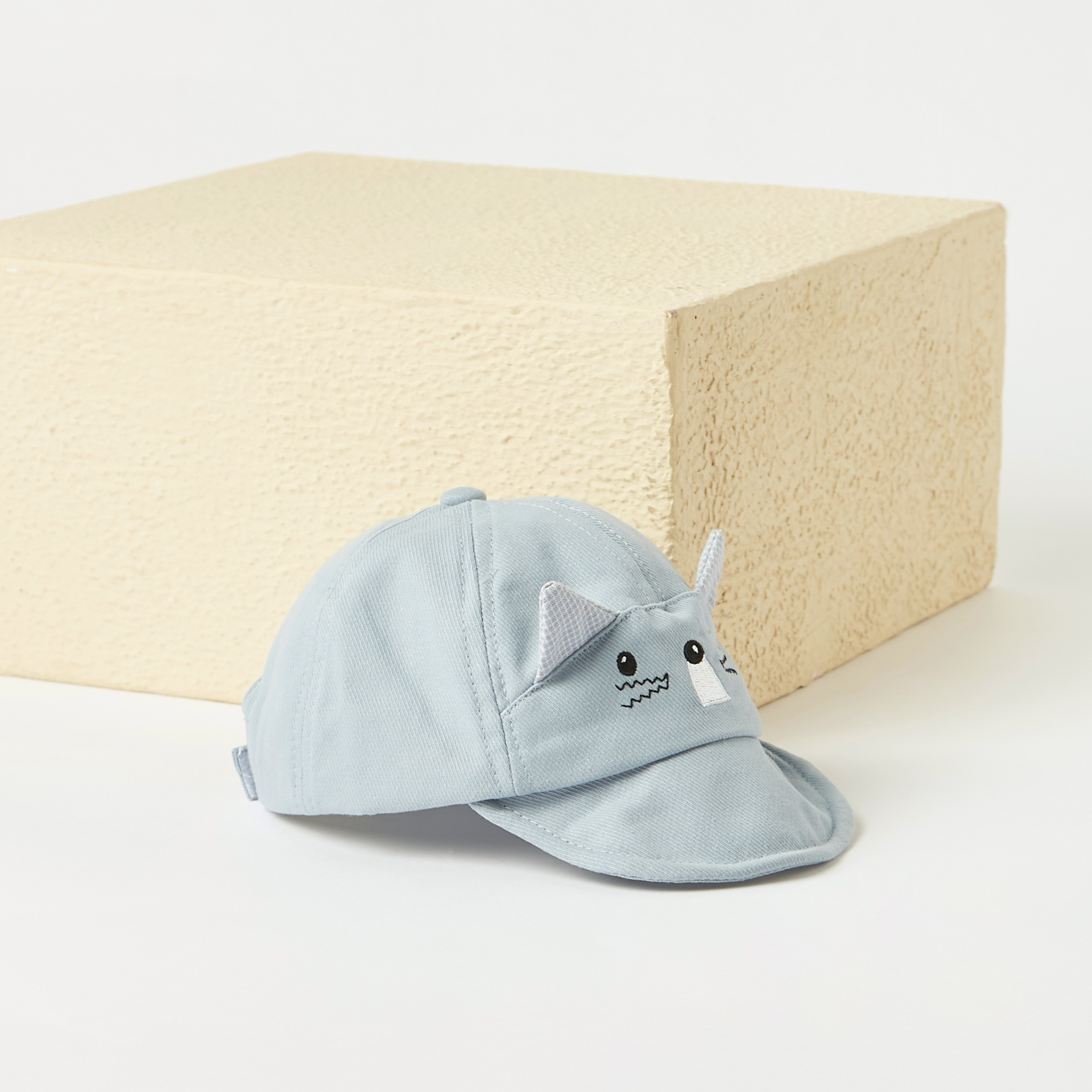 Juniors Cat Face Embroidered Cap with Ear Applique Detail-baby-boys-accessories-caps-image-1