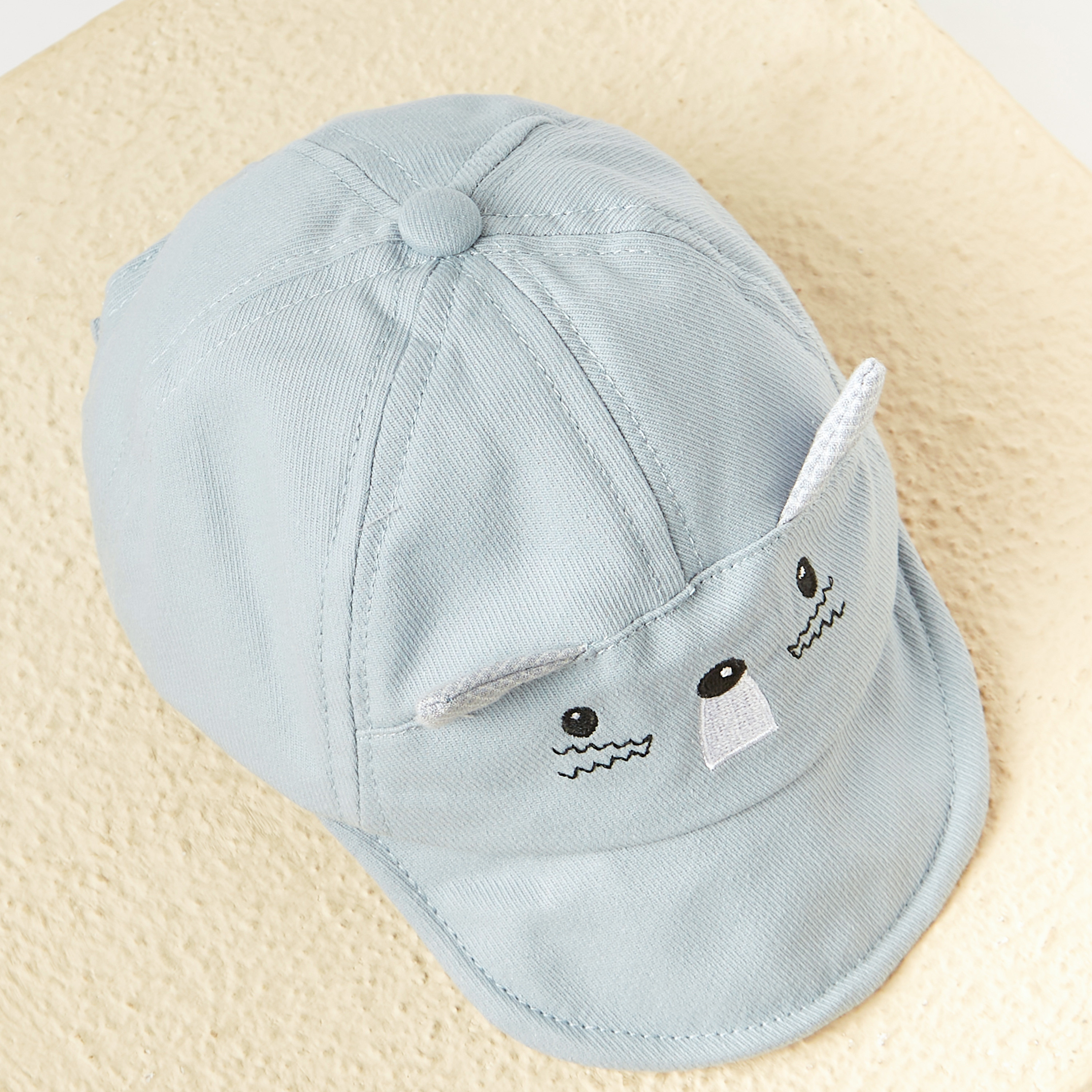 Juniors Cat Face Embroidered Cap with Ear Applique Detail-baby-boys-accessories-caps-image-2