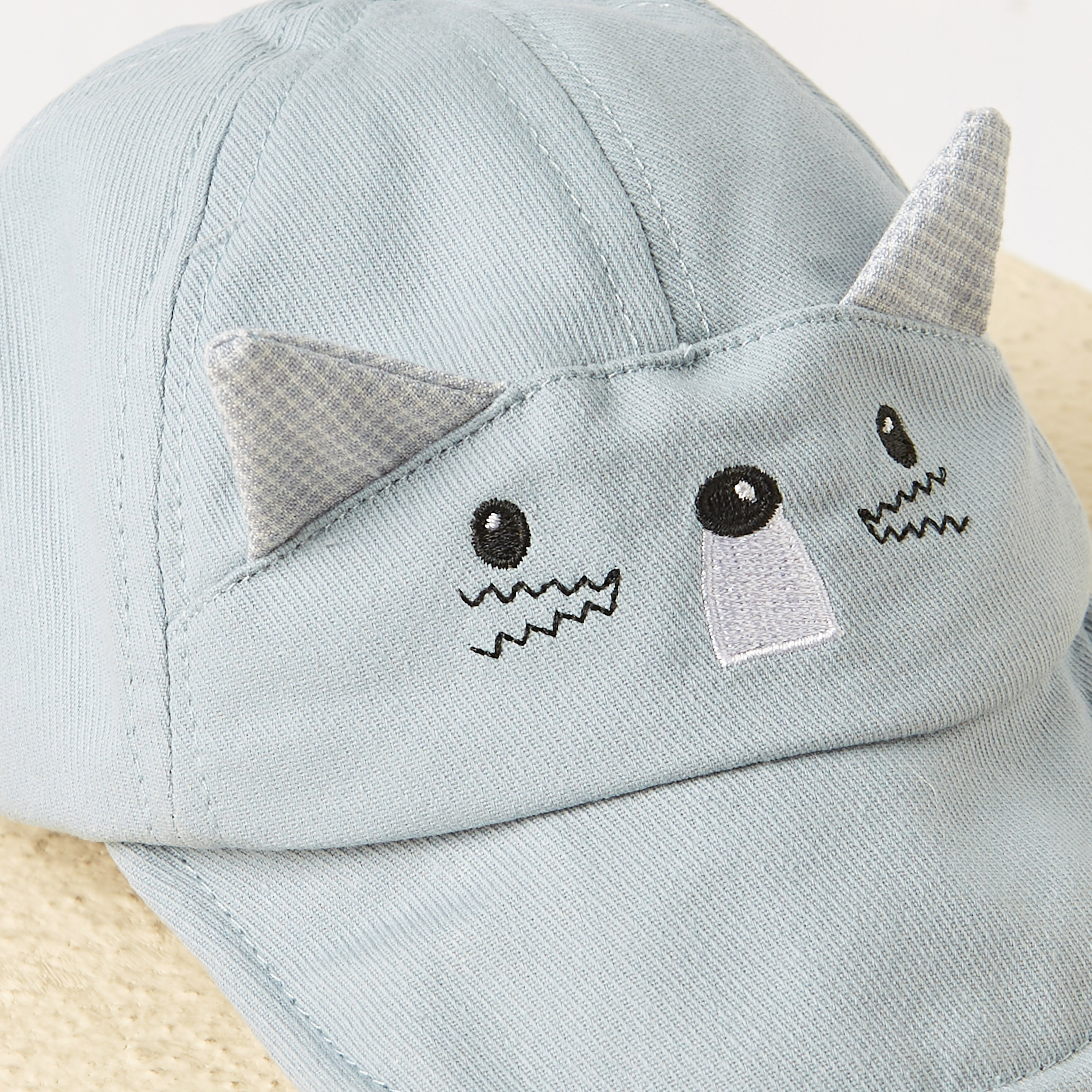 Juniors Cat Face Embroidered Cap with Ear Applique Detail-baby-boys-accessories-caps-image-3