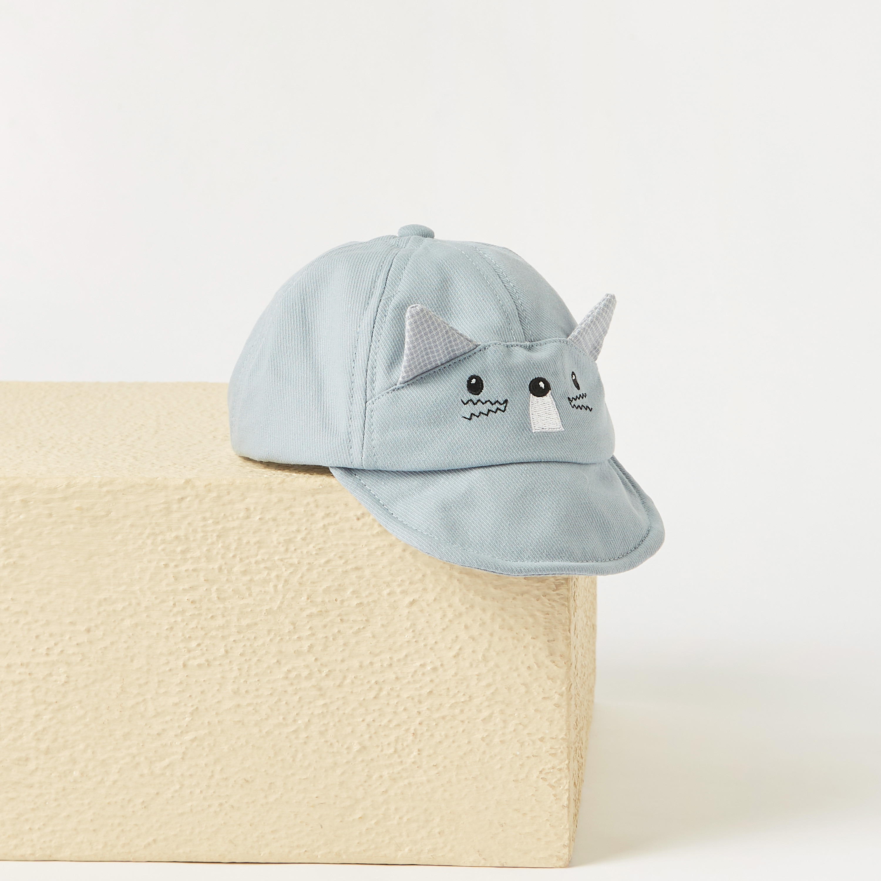 Juniors Cat Face Embroidered Cap with Ear Applique Detail-baby-boys-accessories-caps-image-5