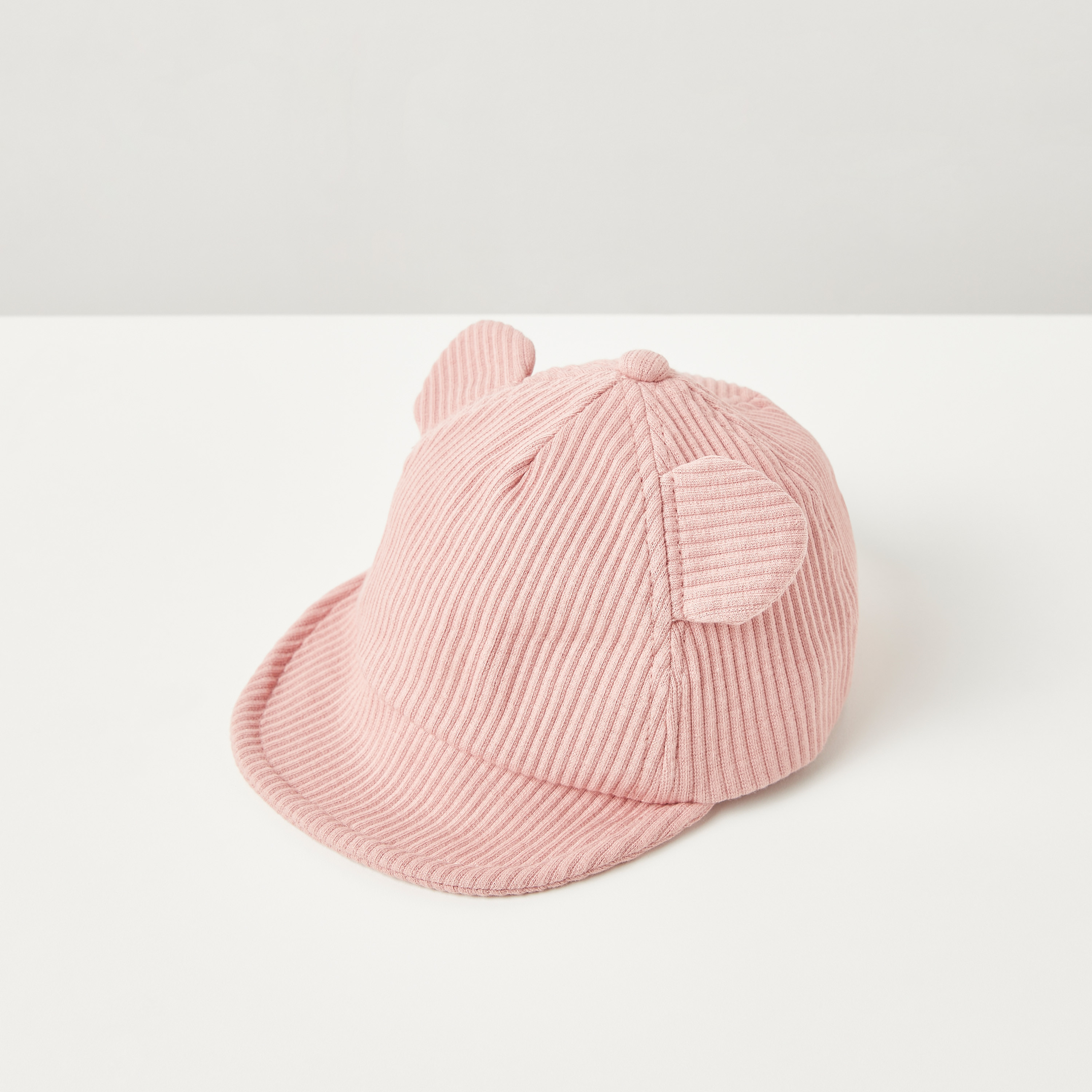 قبعة مضلعة بتزيينات أذن وشريط إغلاق لاصق من جونيورز-baby-girls-accessories-caps-image-1