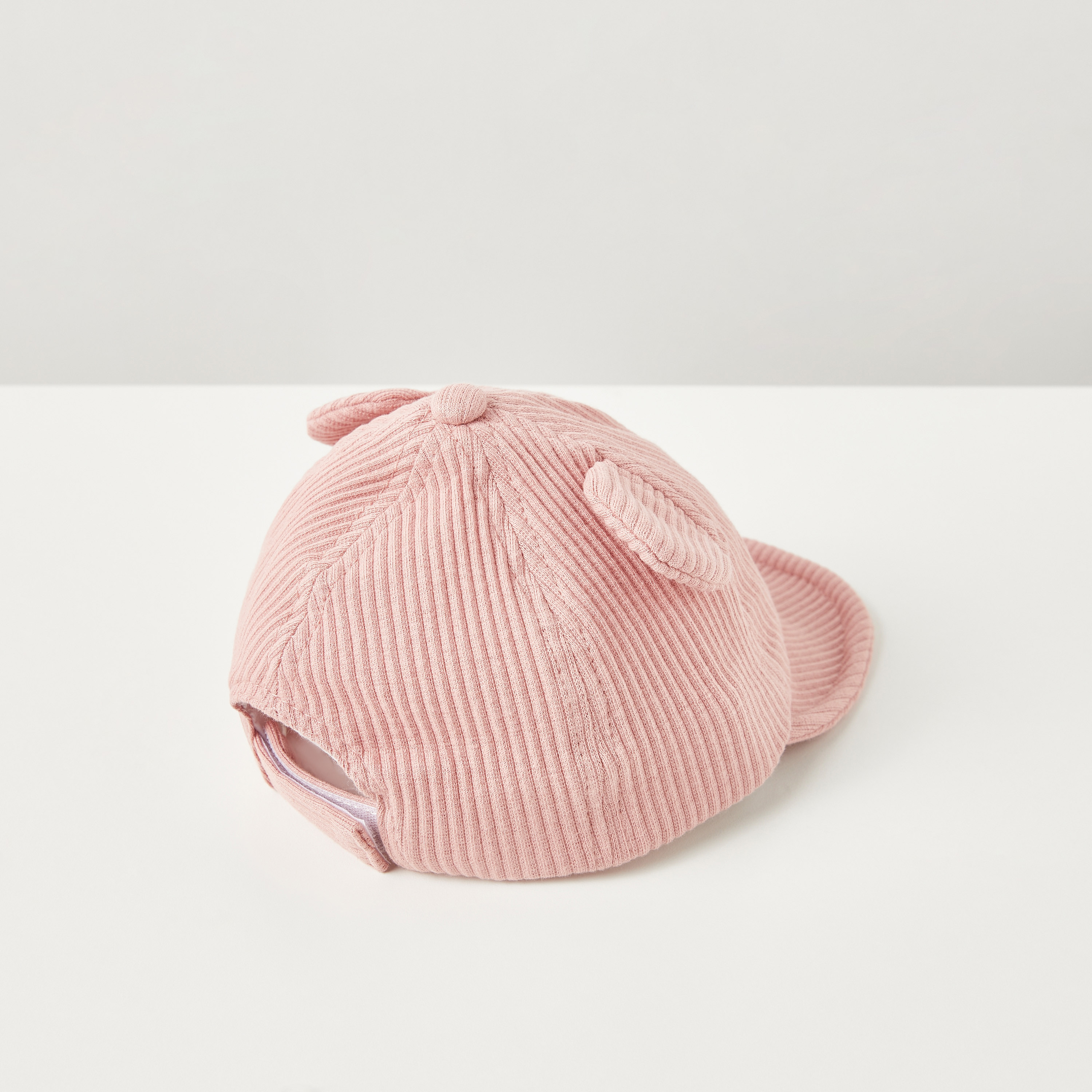 قبعة مضلعة بتزيينات أذن وشريط إغلاق لاصق من جونيورز-baby-girls-accessories-caps-image-3
