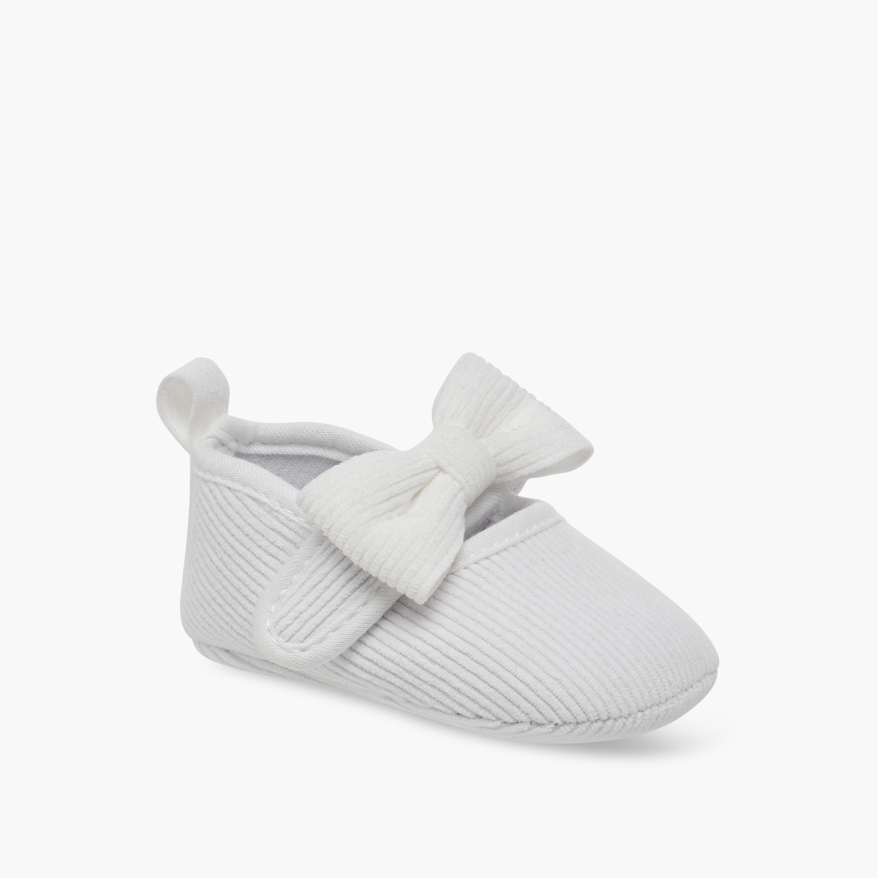 Juniors Bow Accent Corduroy Booties with Hook and Loop Closure-baby-girls-shoes-booties-image-2