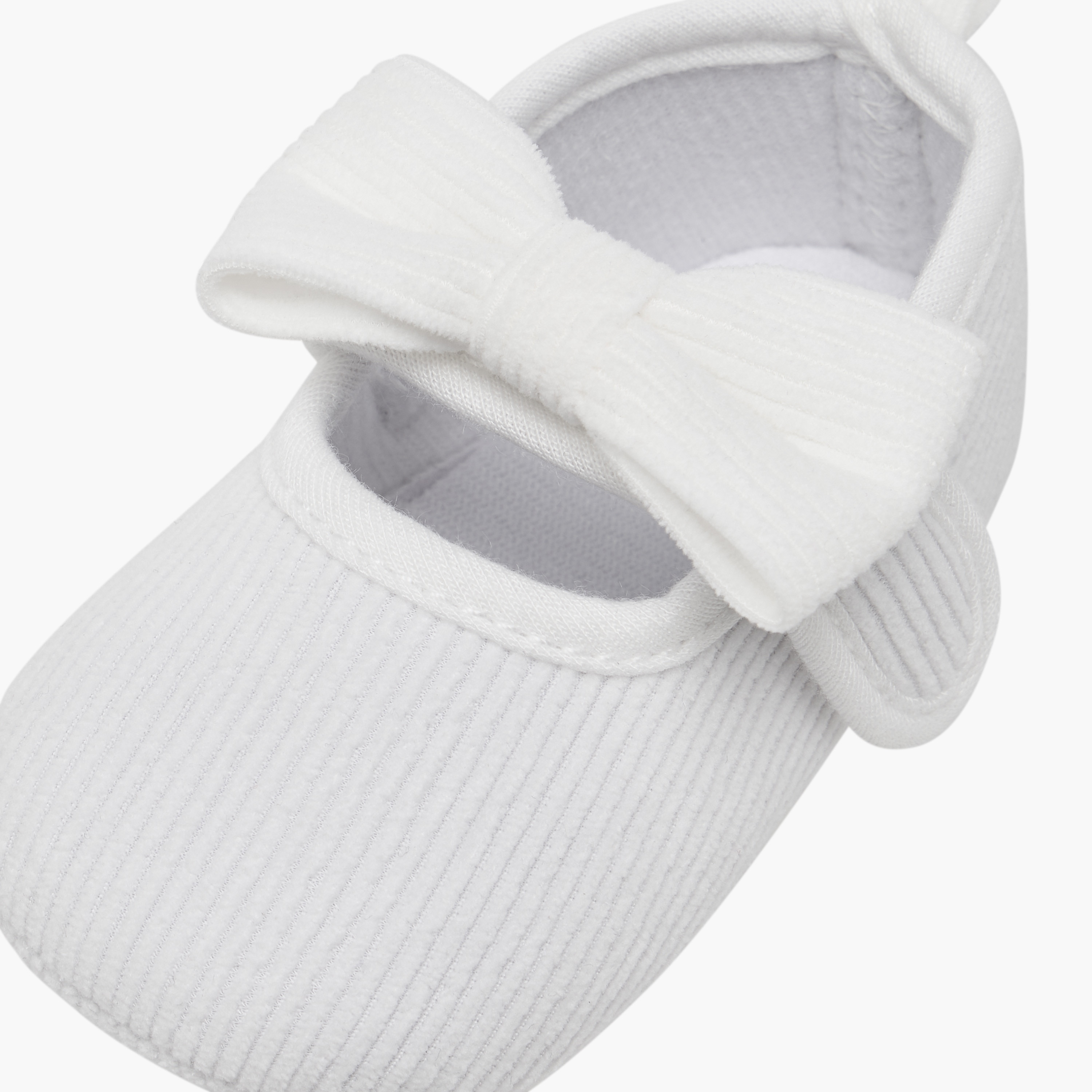 Juniors Bow Accent Corduroy Booties with Hook and Loop Closure-baby-girls-shoes-booties-image-4