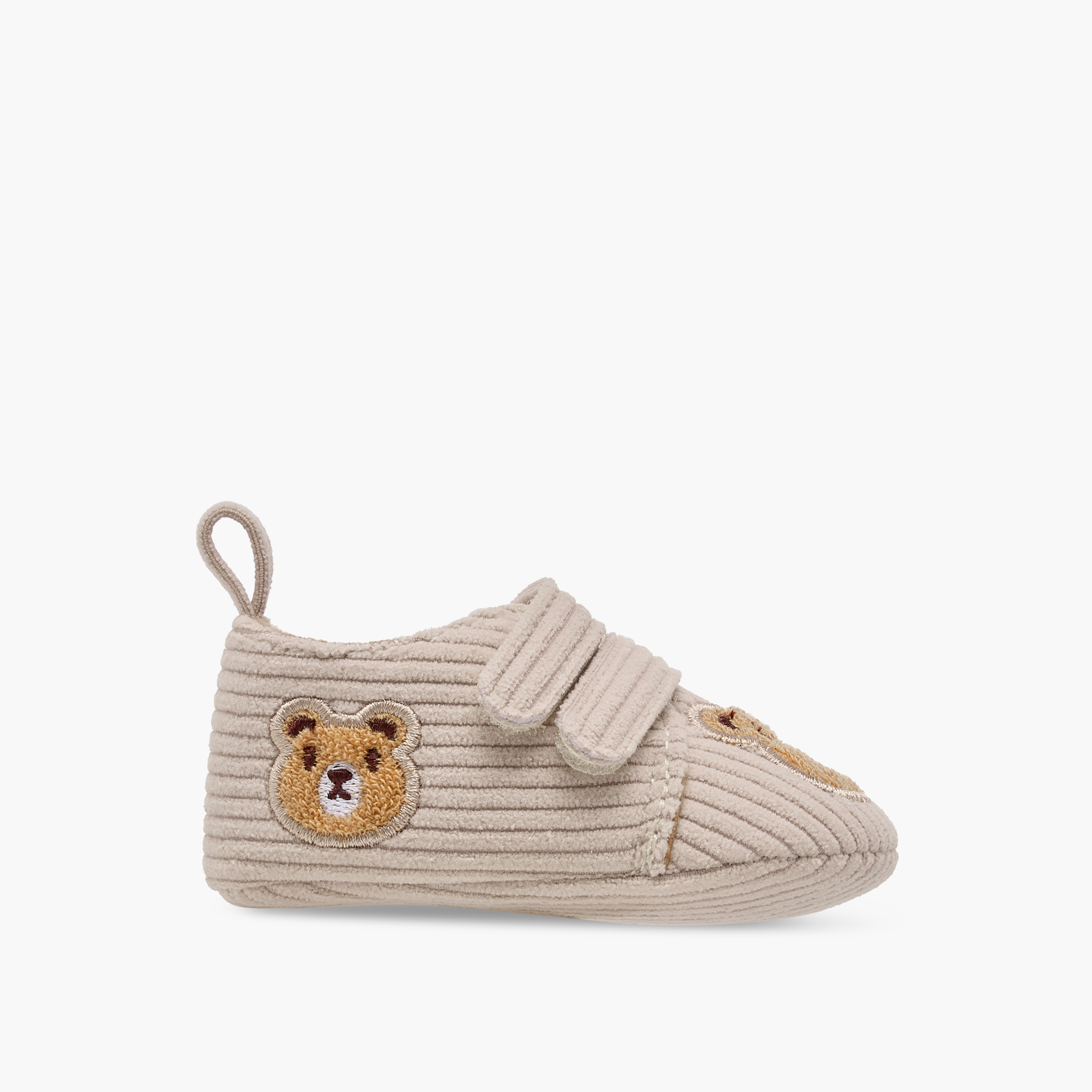 Juniors Bear Applique Corduroy Booties with Hook and Loop Closure-baby-boys-shoes-booties-image-3