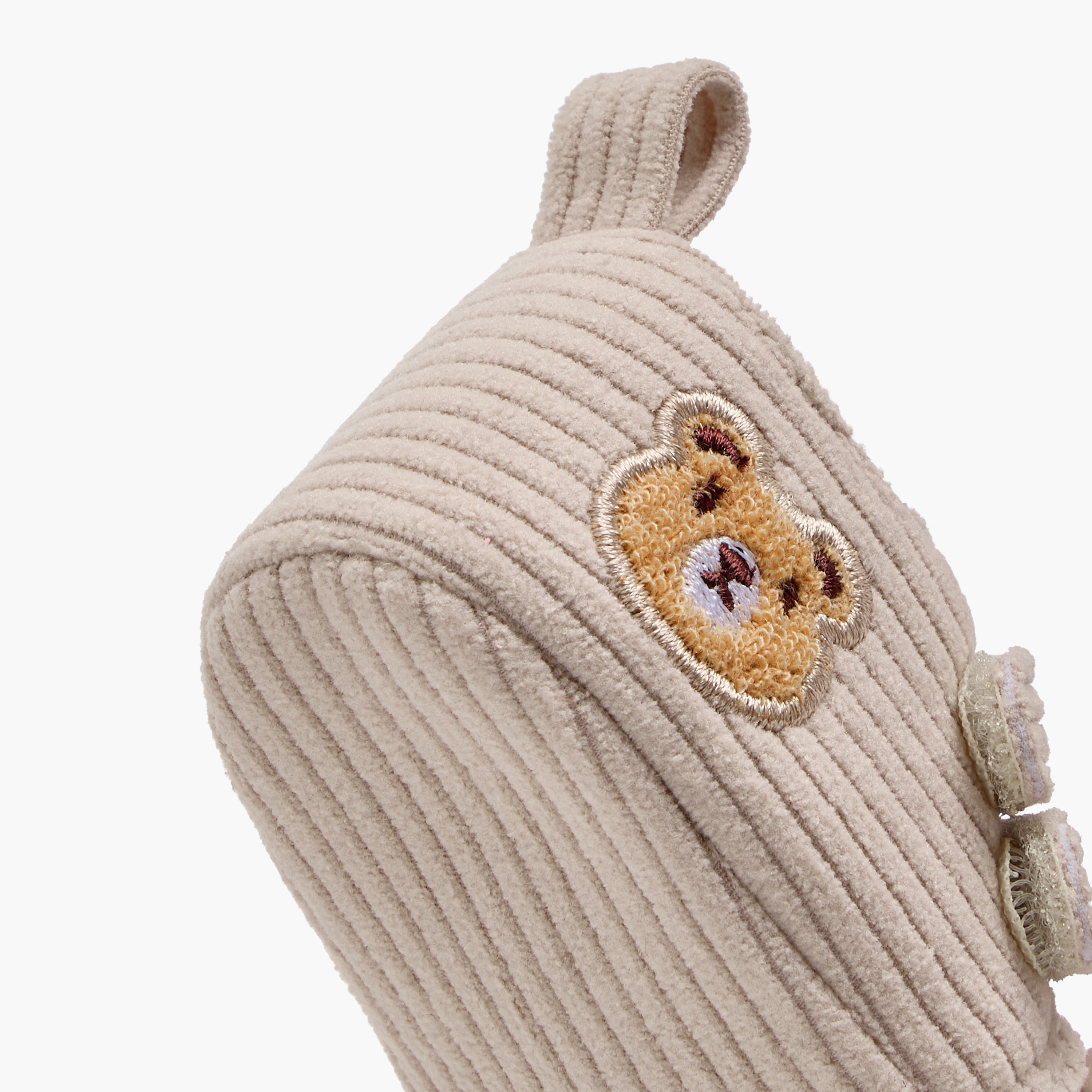 Juniors Bear Applique Corduroy Booties with Hook and Loop Closure-baby-boys-shoes-booties-image-5