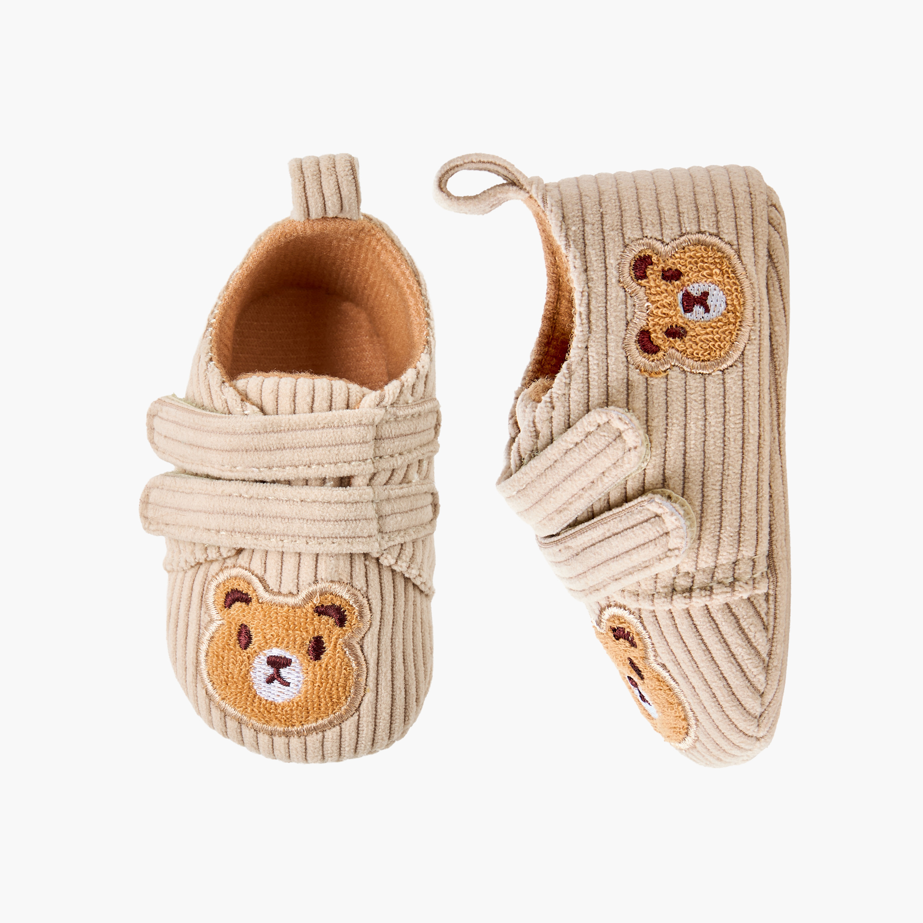 حذاء أطفال بشريط إغلاق لاصق وتفاصيل دب من جونيورز-baby-boys-shoes-booties-image-1