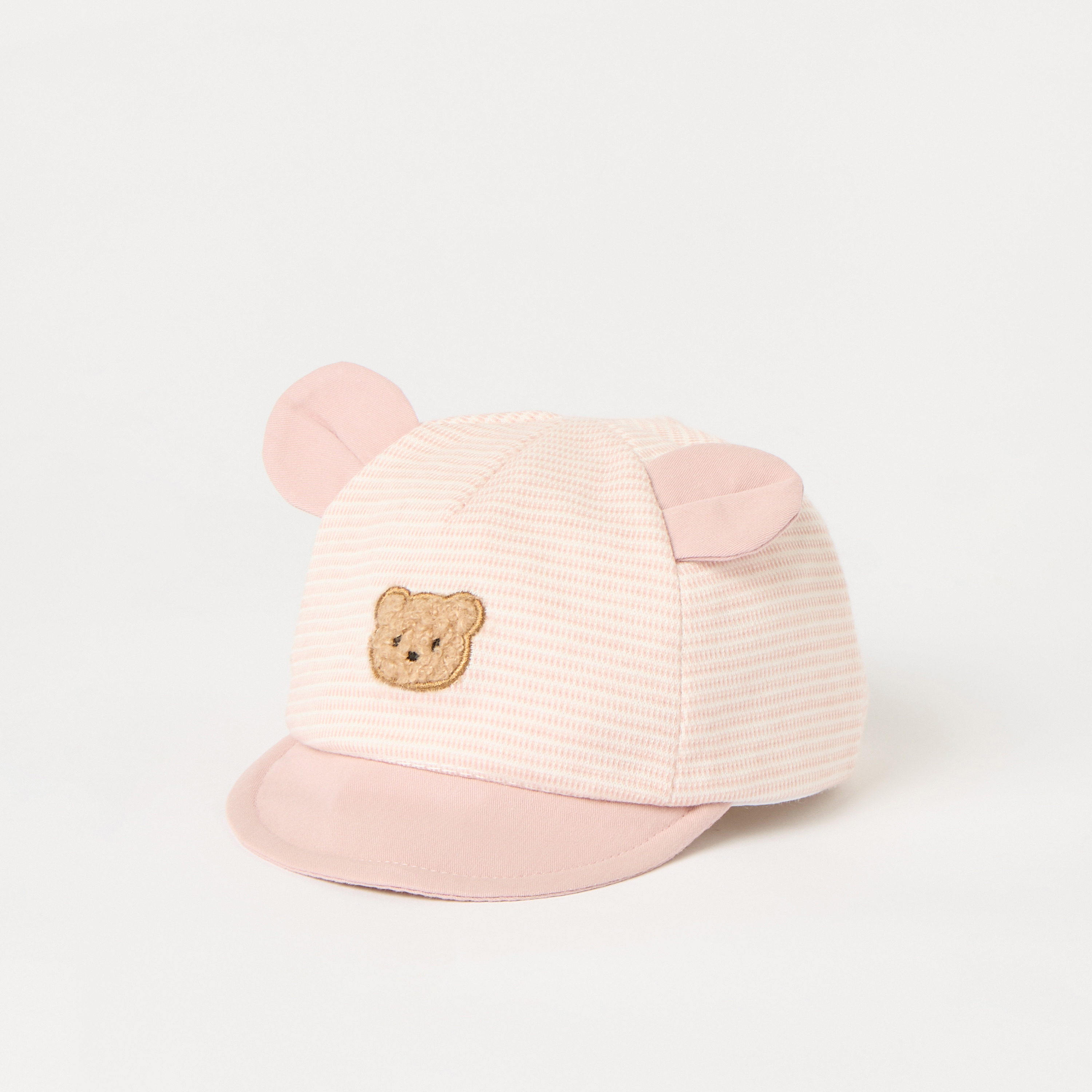 Juniors Teddy Embossed Cap with Ear Applique and Hook and Loop Strap-baby-girls-accessories-caps-image-1
