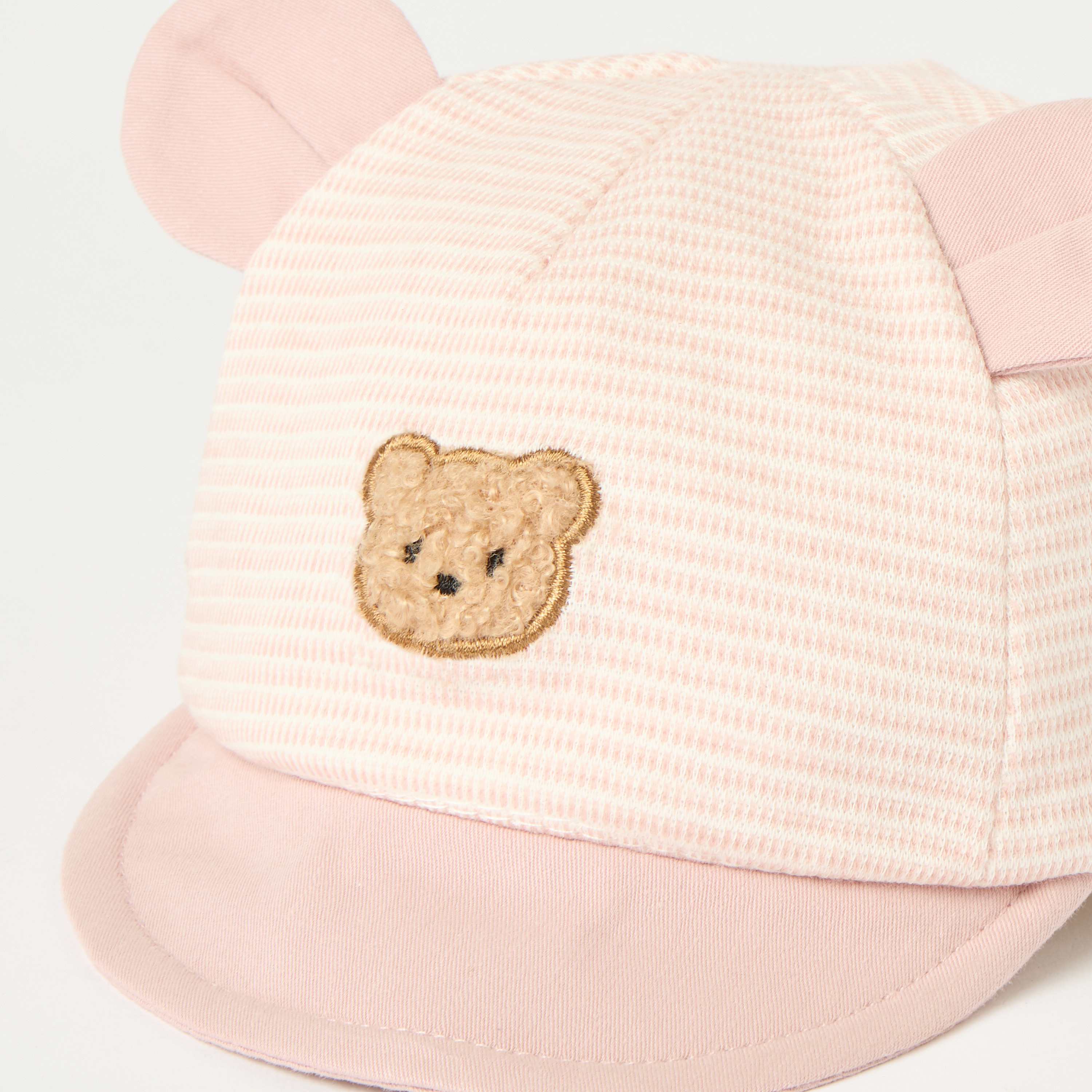 Juniors Teddy Embossed Cap with Ear Applique and Hook and Loop Strap-baby-girls-accessories-caps-image-2