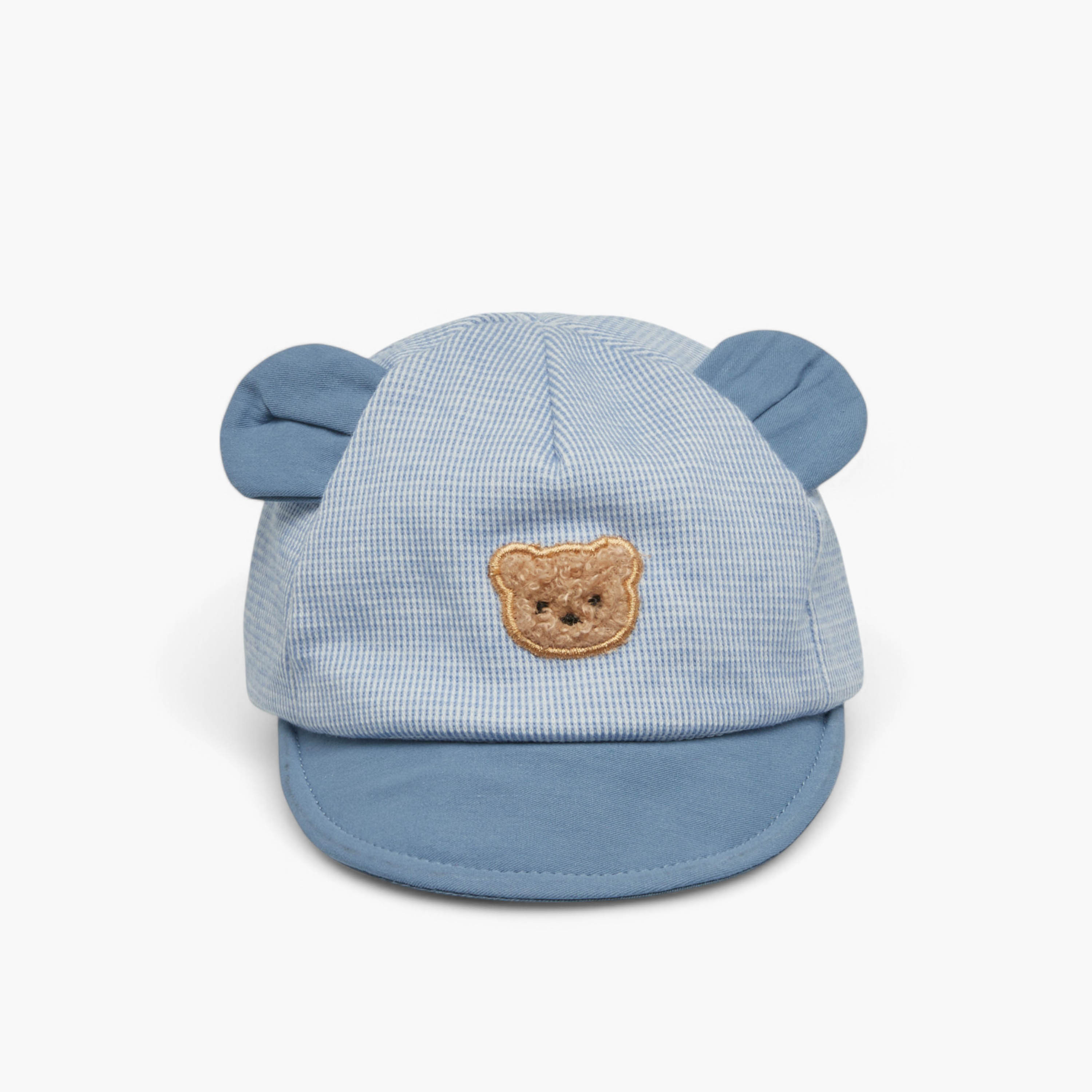 Juniors Bear Applique Cap with Hook and Loop Strap Closure-baby-boys-accessories-caps-image-1