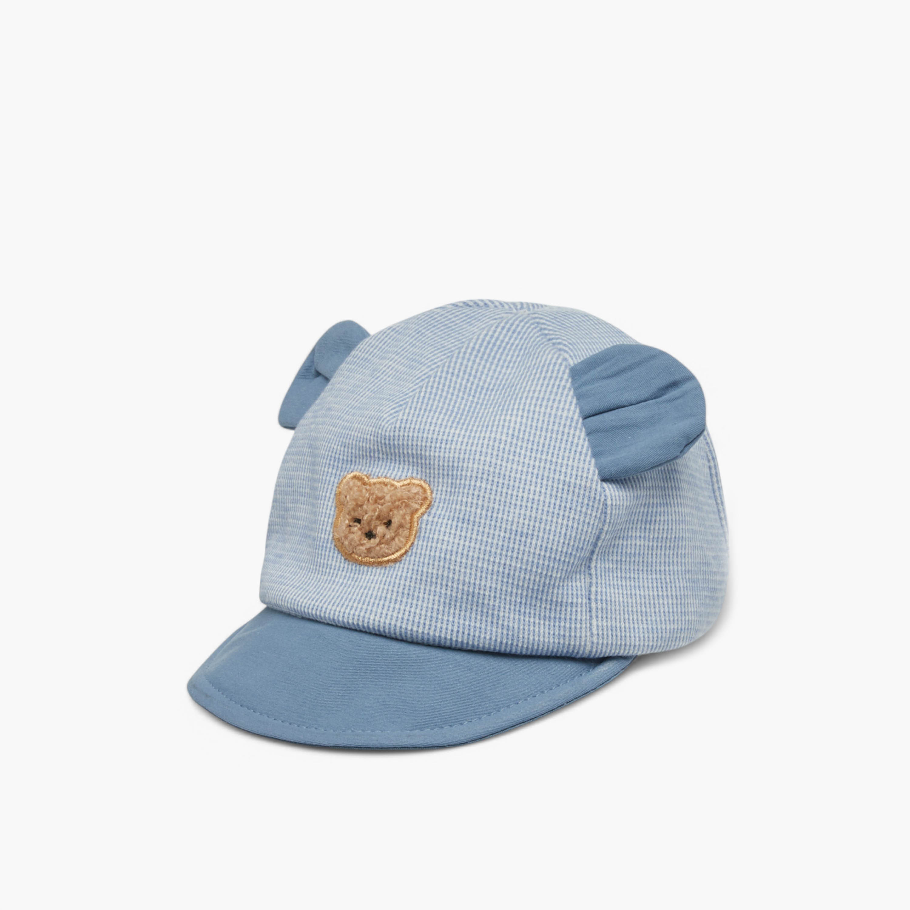 Juniors Bear Applique Cap with Hook and Loop Strap Closure-baby-boys-accessories-caps-image-2