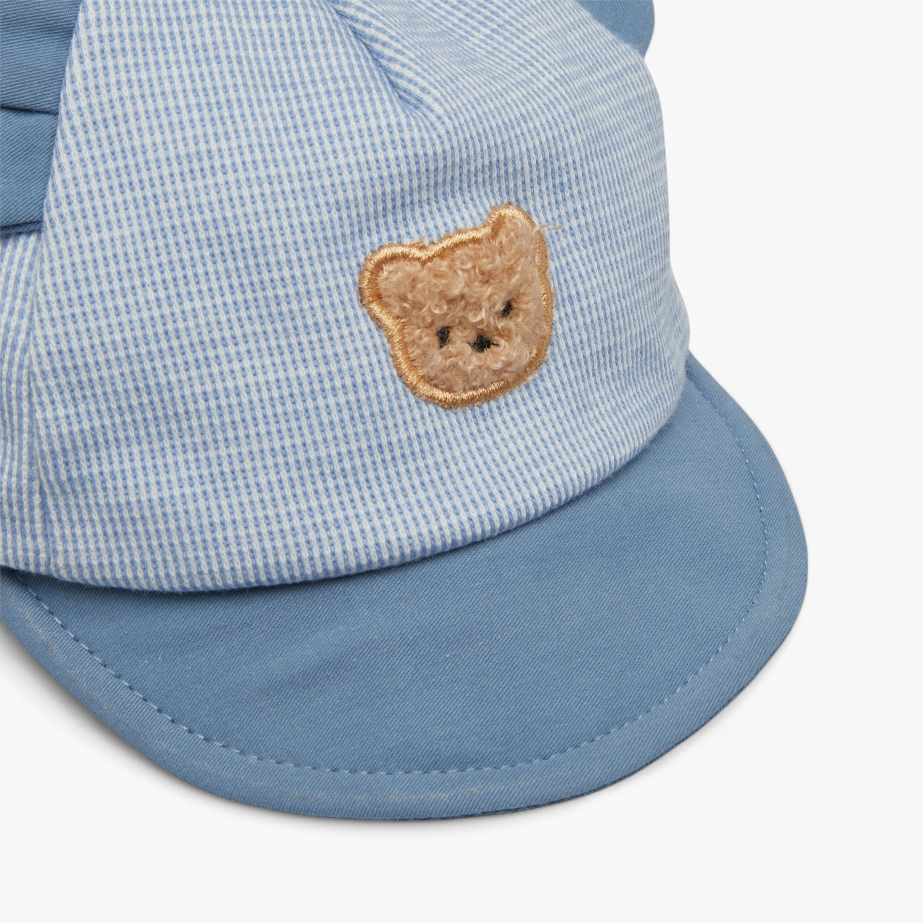 Juniors Bear Applique Cap with Hook and Loop Strap Closure-baby-boys-accessories-caps-image-5