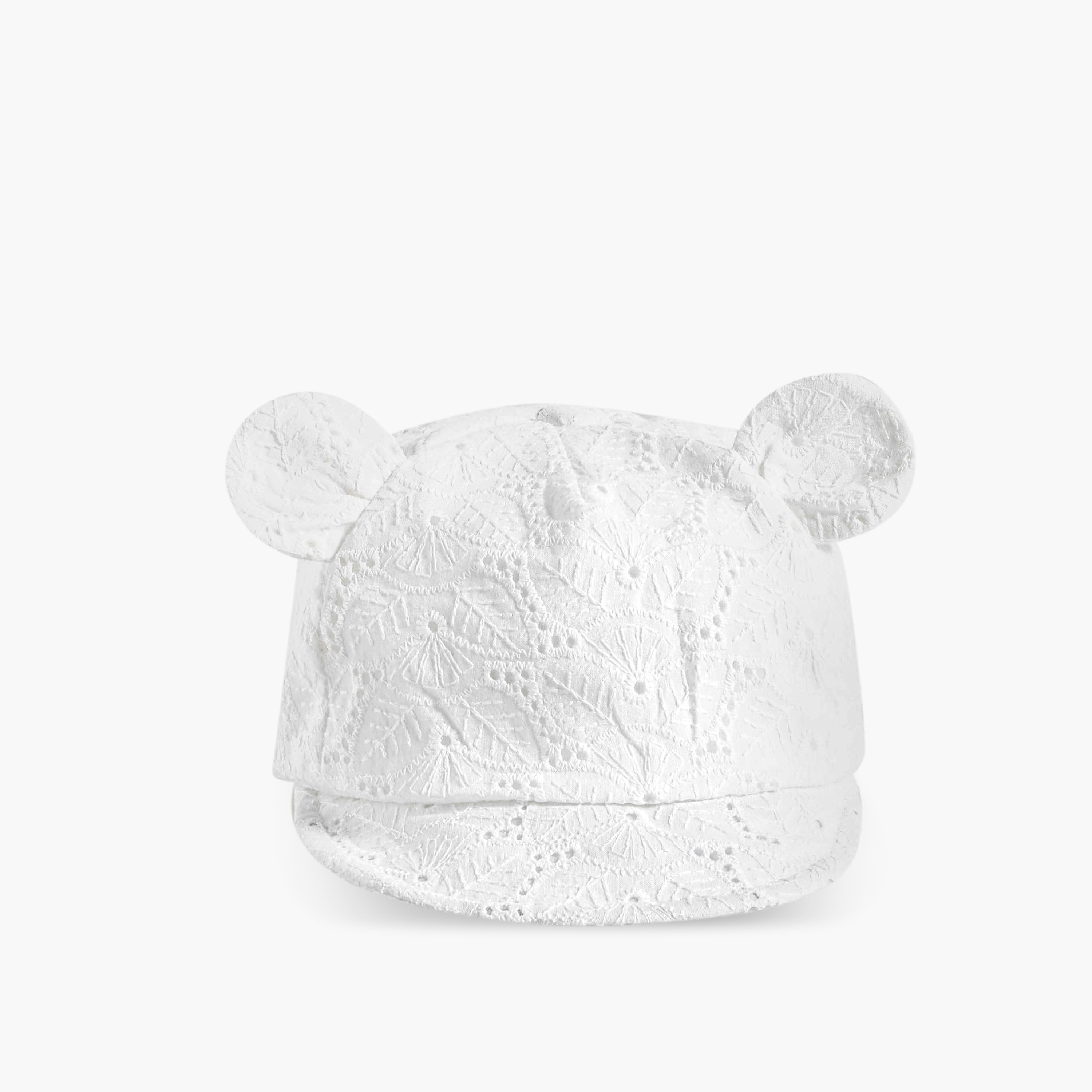 Juniors Girls Cap with Schiffli Embroidery and Ear Applique - Cotton-baby-girls-accessories-caps-image-1