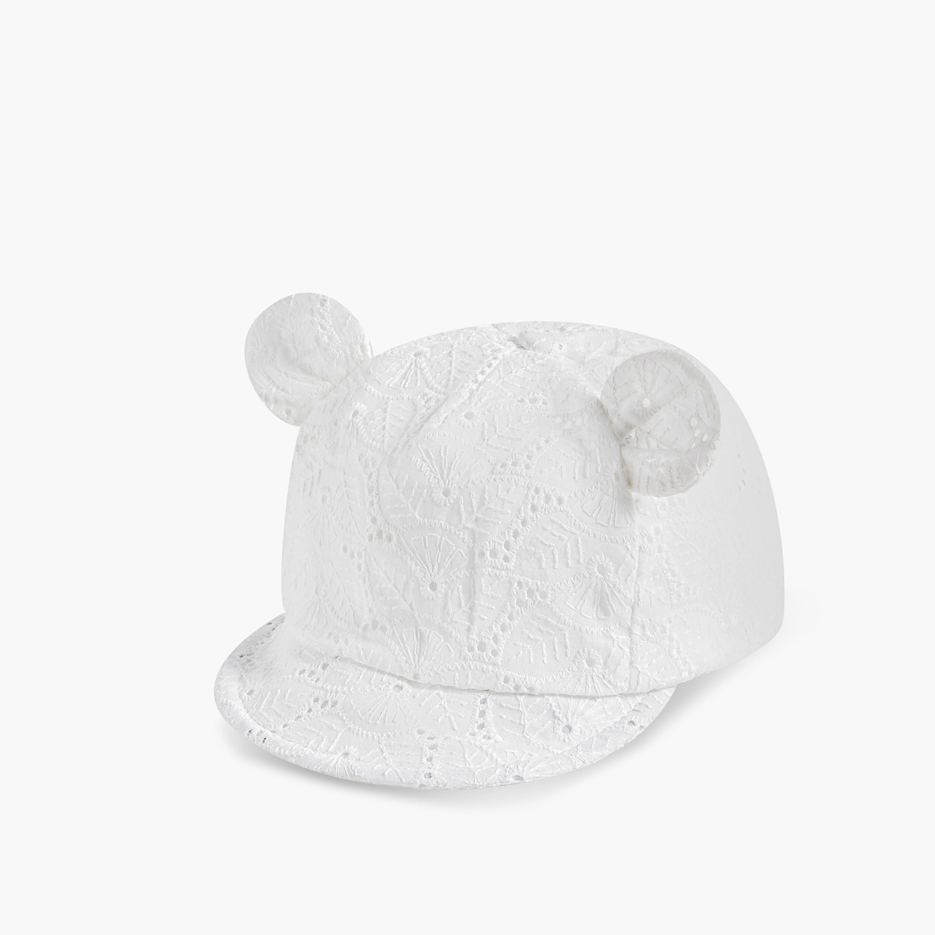 Juniors Girls Cap with Schiffli Embroidery and Ear Applique - Cotton-baby-girls-accessories-caps-image-2