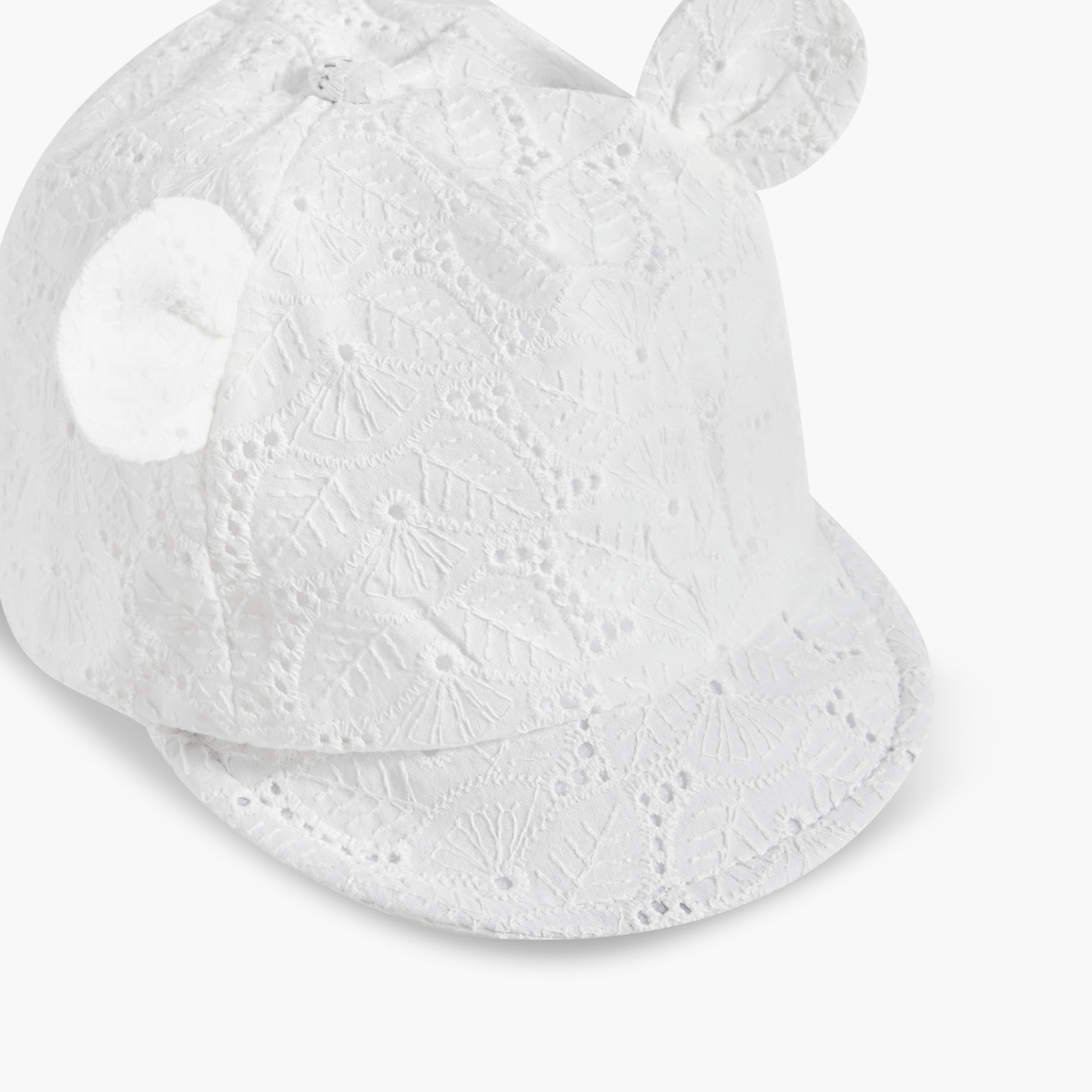 Juniors Girls Cap with Schiffli Embroidery and Ear Applique - Cotton-baby-girls-accessories-caps-image-5