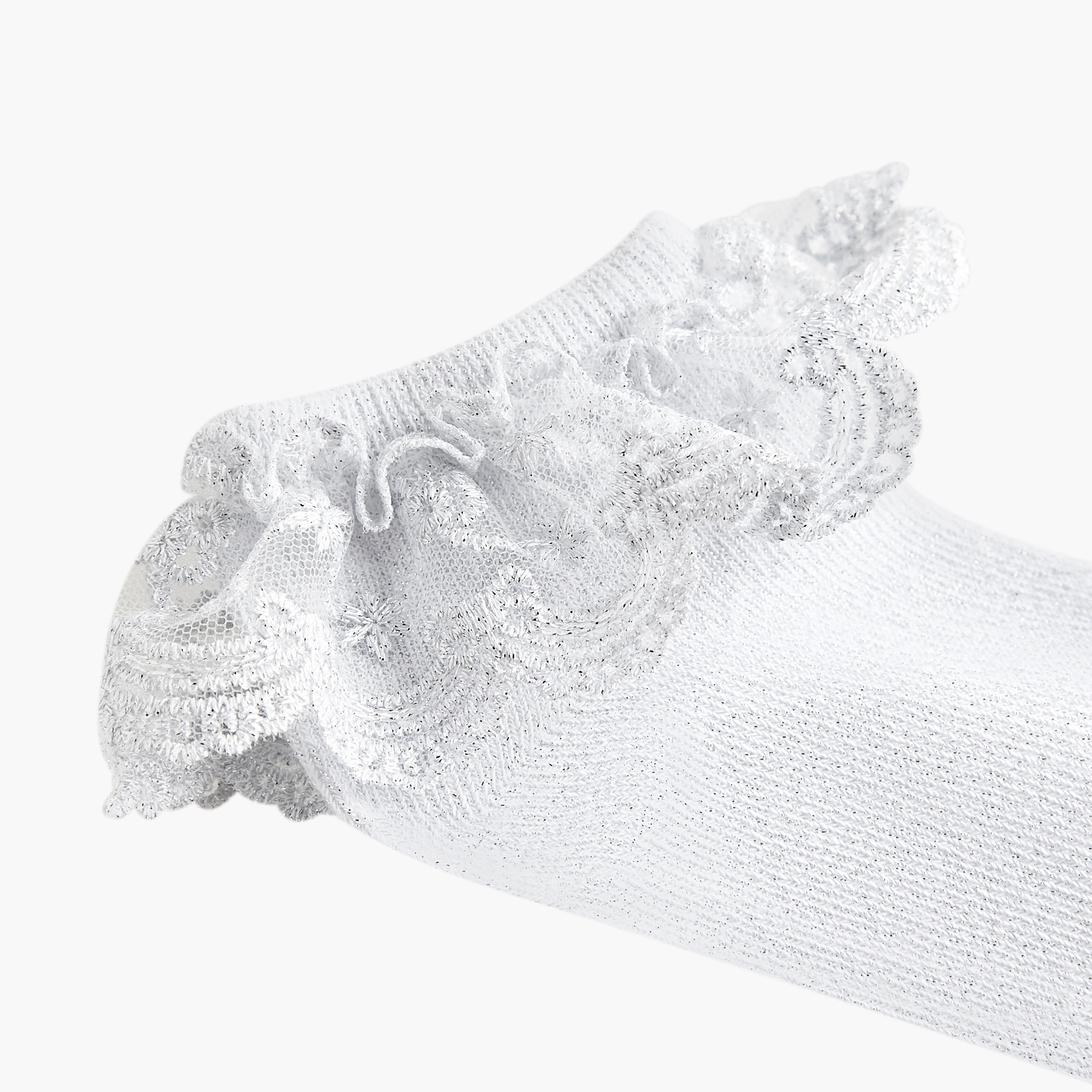 Pack of 2 Celeste Girls Socks with Embroidered Frill Detail-girls-accessories-socks-image-5