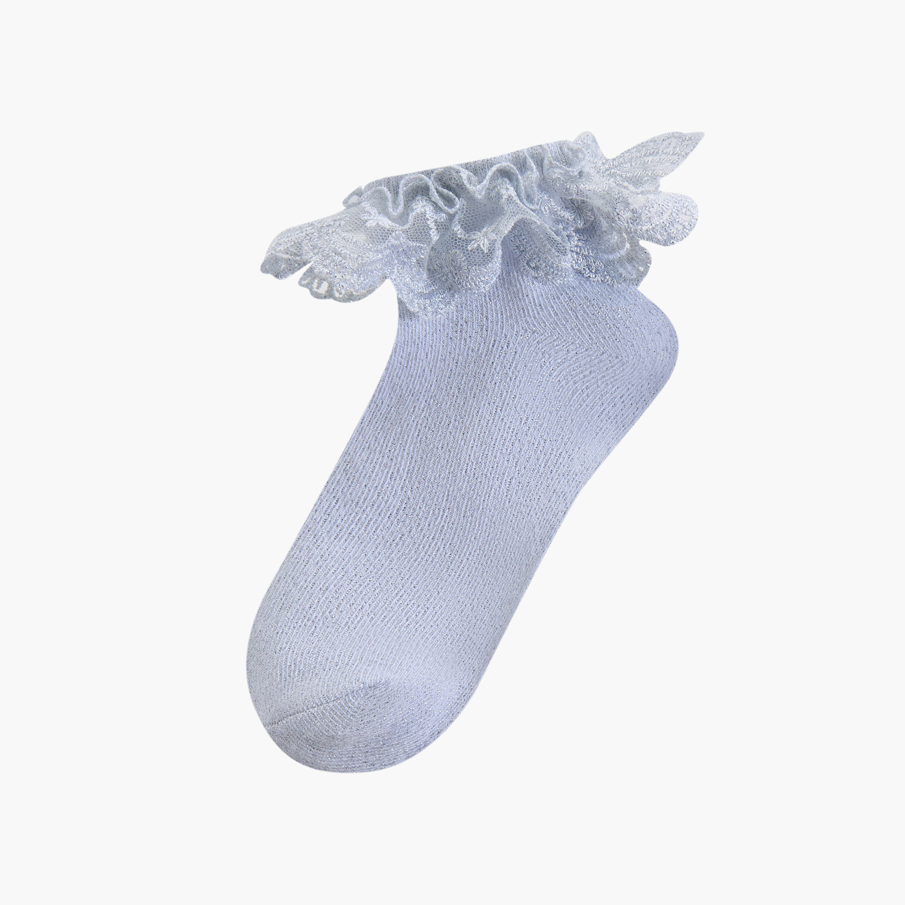 جوارب سادة بكشكش من ليتل ميسي - طقم من زوجين-girls-accessories-socks-image-2