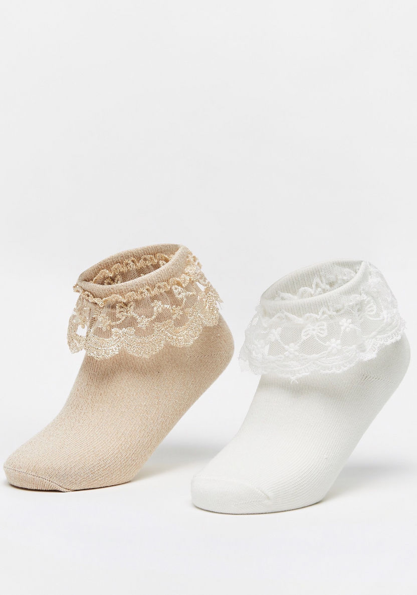 Lace Detail Ankle Length Socks - Set of 2-Girl%27s Socks & Tights-image-0