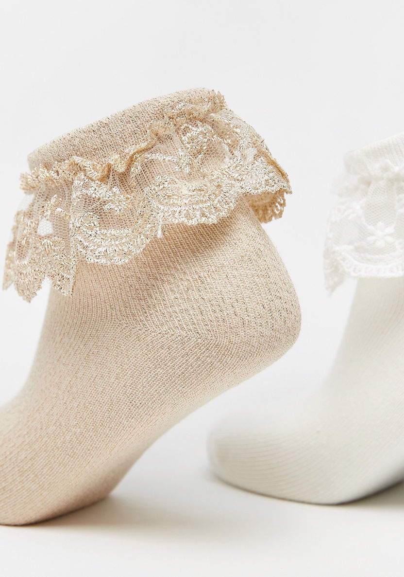 Lace Detail Ankle Length Socks - Set of 2-Girl%27s Socks & Tights-image-1