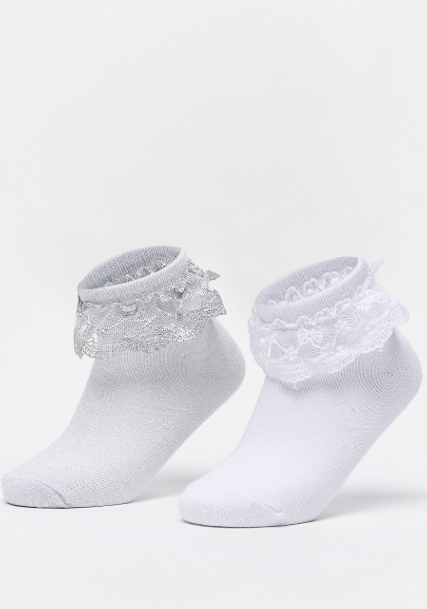 Lace Detail Ankle Length Socks - Set of 2-Girl%27s Socks & Tights-image-0
