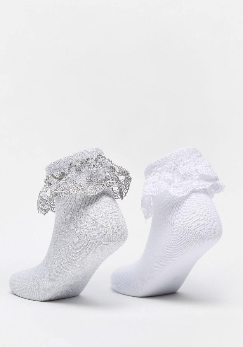 Lace Detail Ankle Length Socks - Set of 2-Girl%27s Socks & Tights-image-2