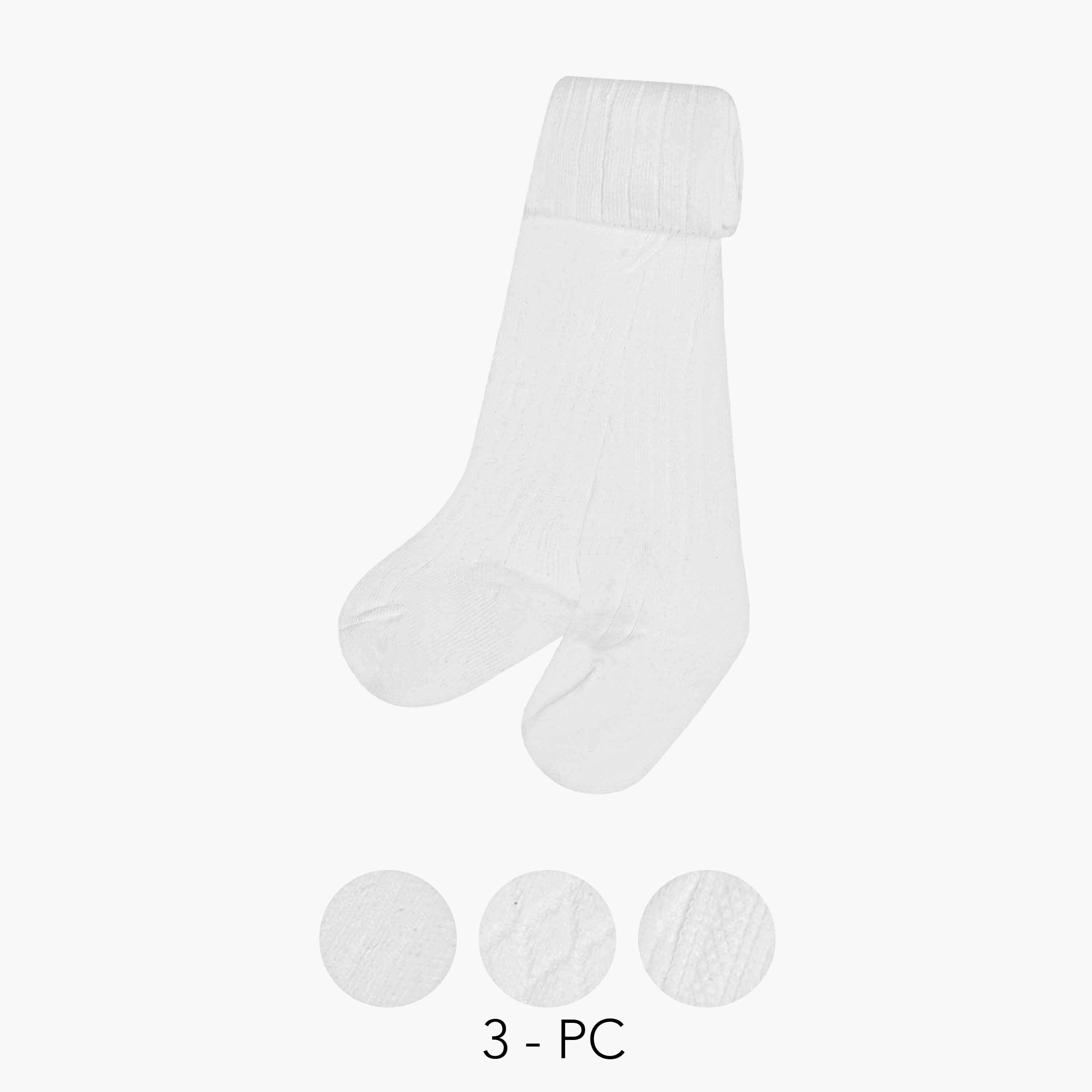 Pack of 3 Juniors Cotton Tights with Texture-baby-girls-clothing-bottoms-leggings-image-1