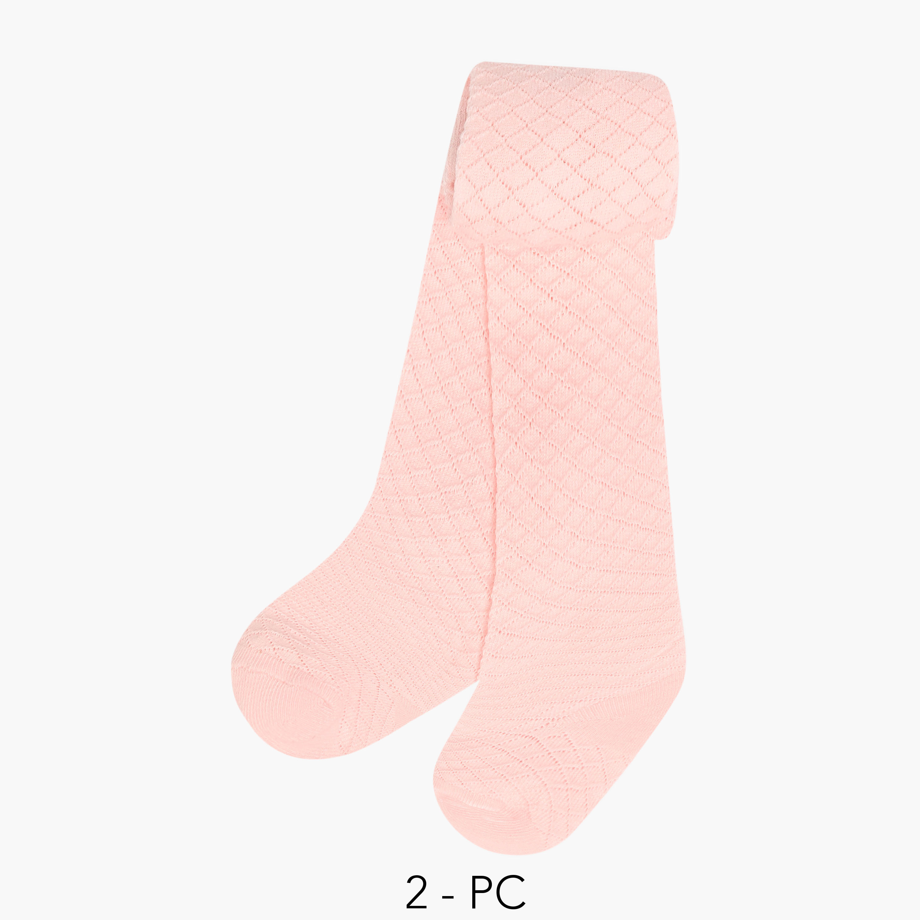 Pack of 2 Juniors Cotton Tights with Texture-baby-girls-accessories-socks-image-1