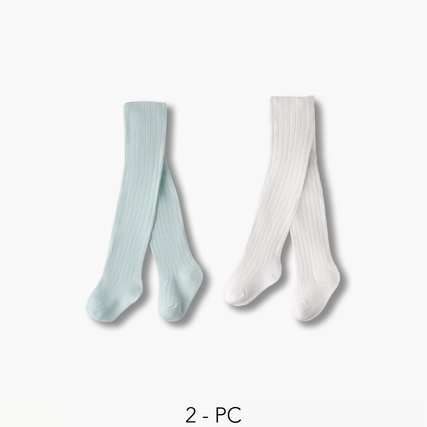 طقم جوارب ضيقة للأطفال البنات مع تصميم مضلع - قطعتين-baby-girls-accessories-socks-image-1
