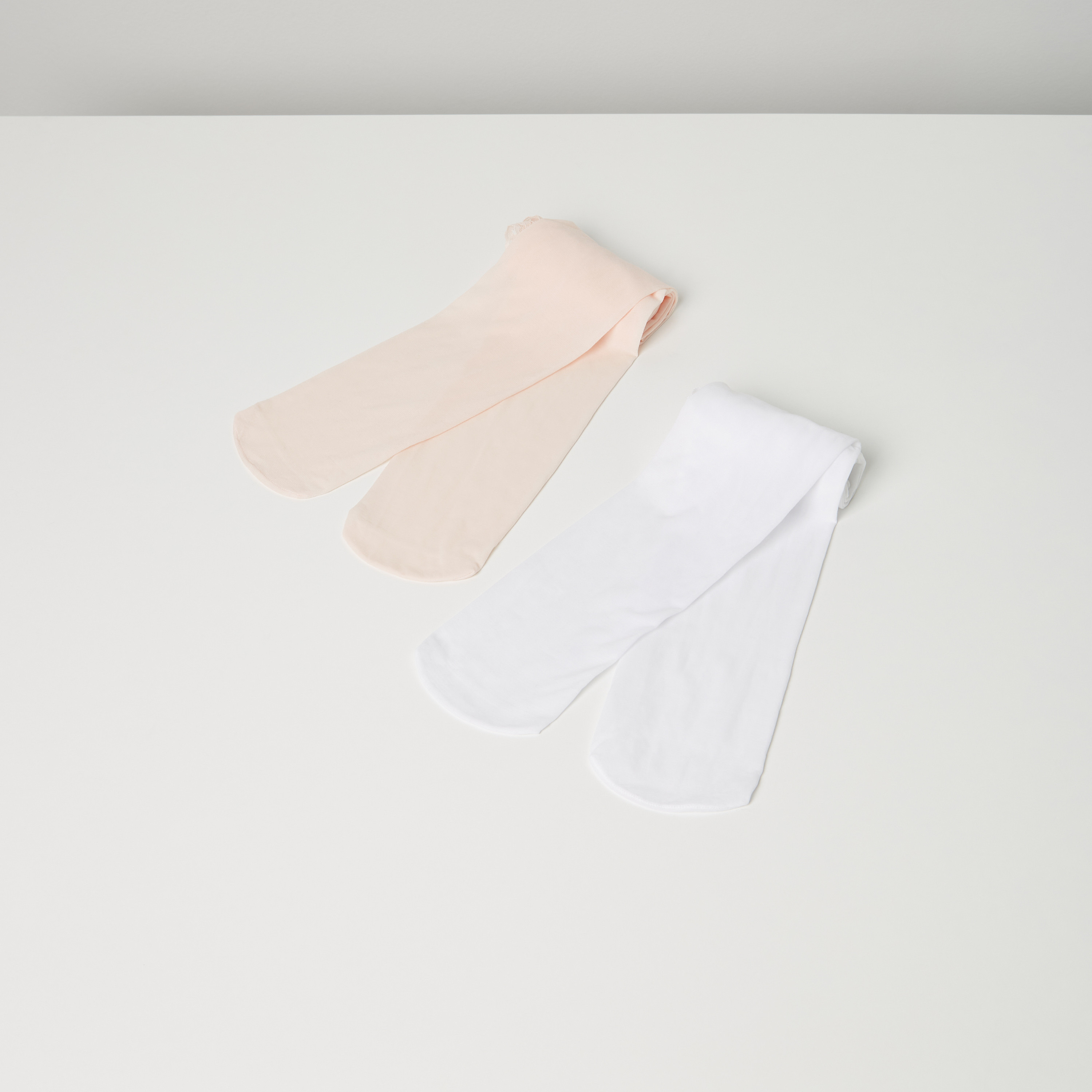 Juniors Solid Tights with Frill Detail - Set of 2-baby-girls-accessories-socks-image-1