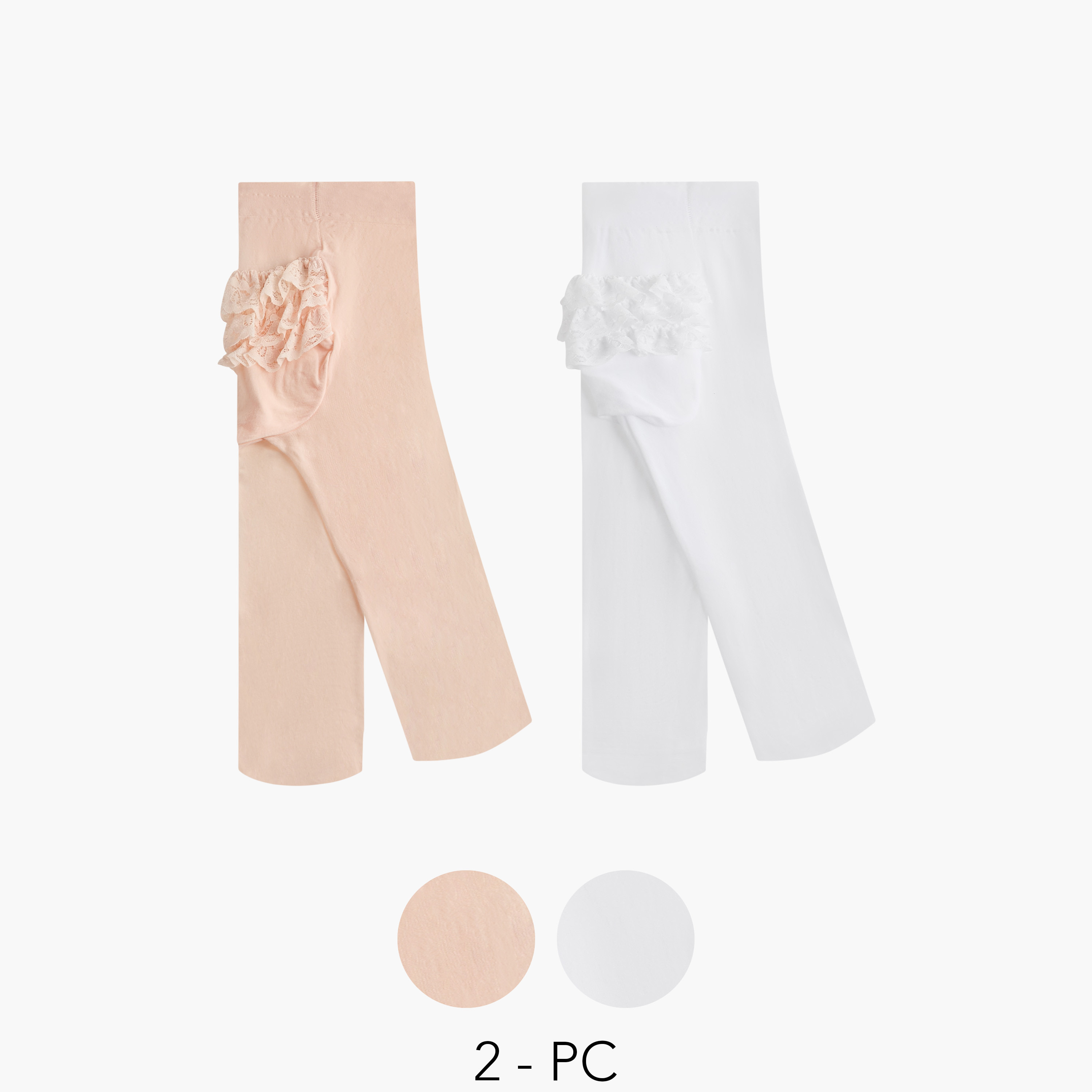 Juniors Lace Trim Tights - Set of 2-baby-girls-accessories-socks-image-1