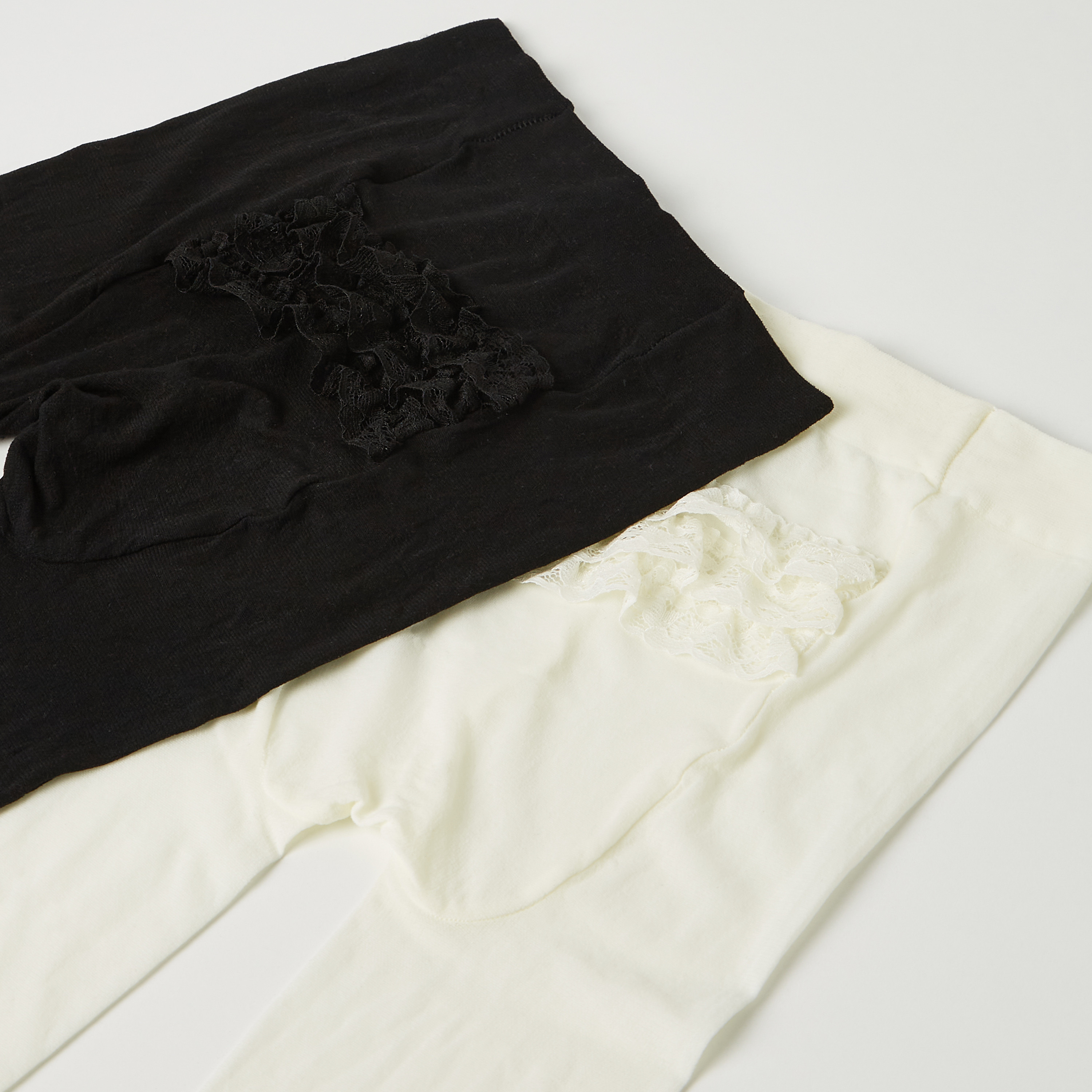 Juniors Solid Tights with Frill Detail - Set of 2-baby-girls-accessories-socks-image-4