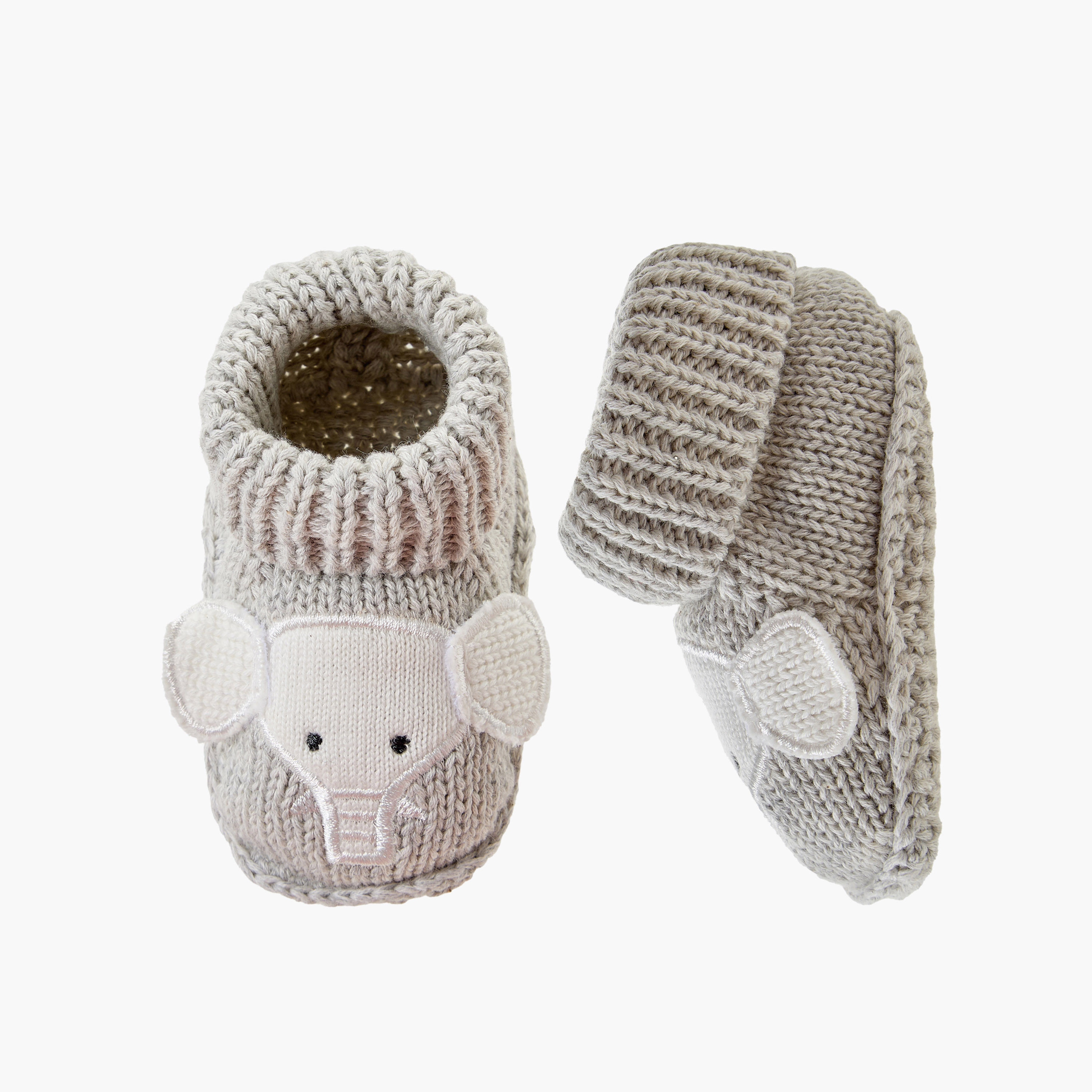 Juniors Elephant Crochet Booties with Ribbed Cuffs-baby-boys-shoes-booties-image-1