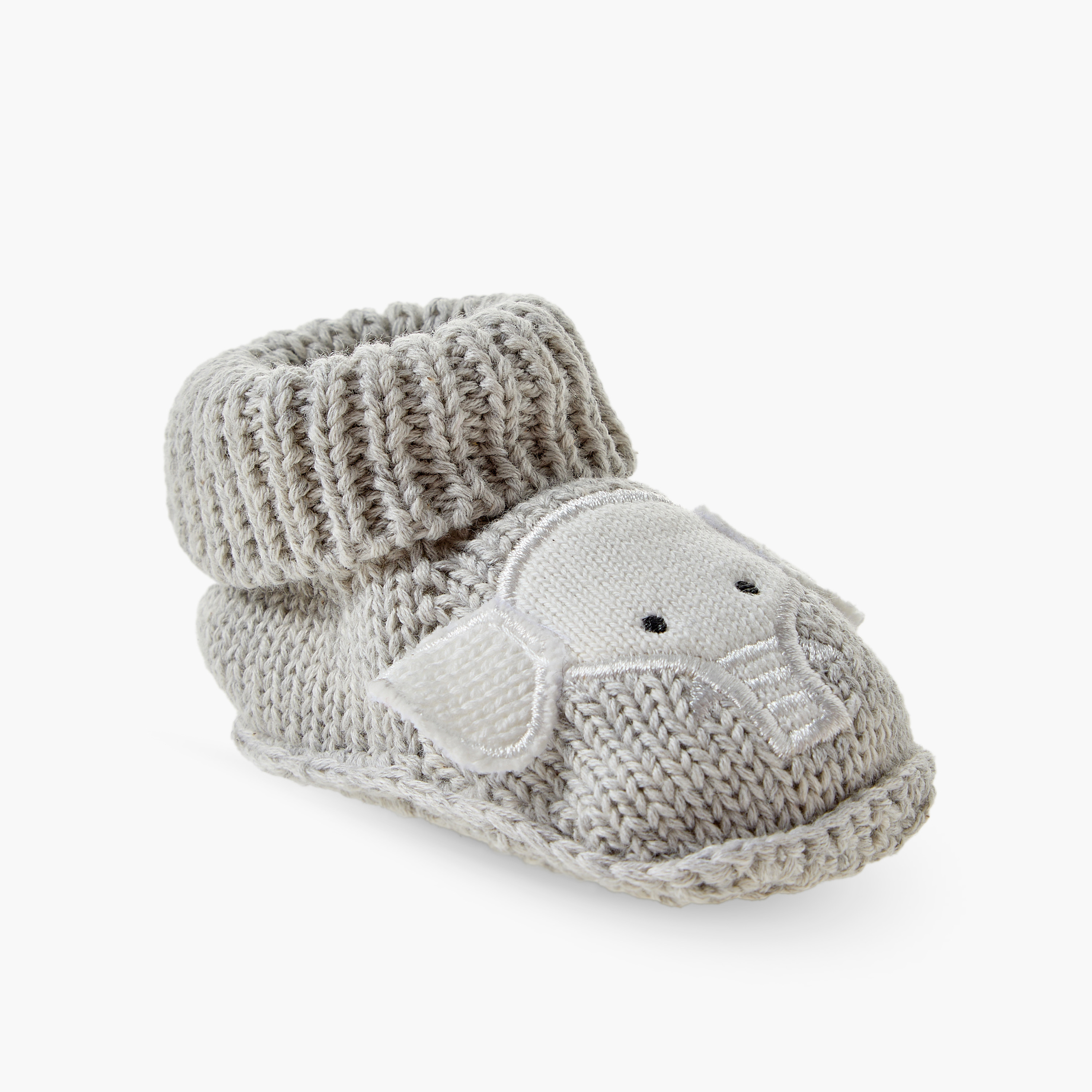 Juniors Elephant Crochet Booties with Ribbed Cuffs-baby-boys-shoes-booties-image-2