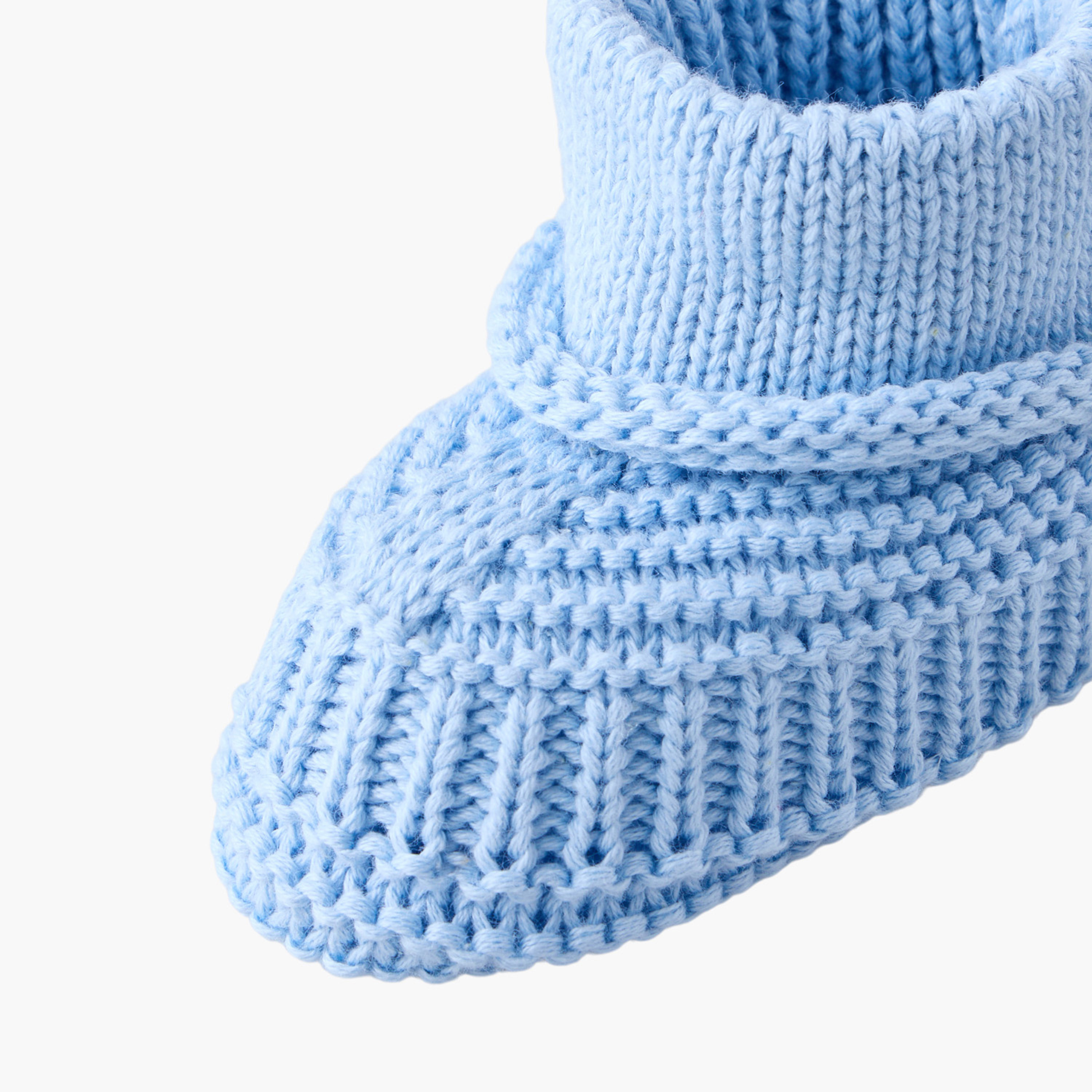 Juniors Booties with Crochet Texture-baby-boys-shoes-booties-image-4