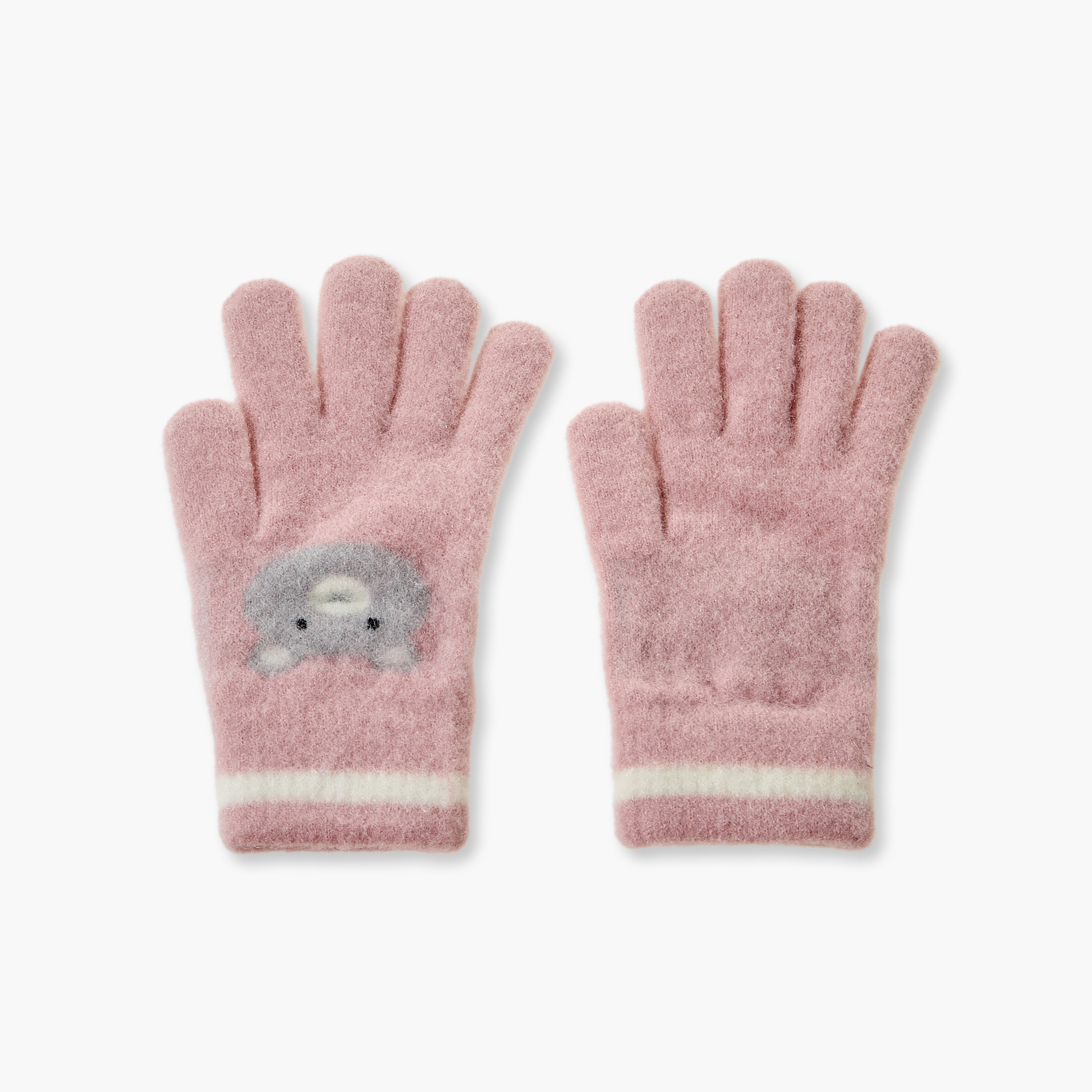 Juniors Bear Print Knitted Gloves-baby-girls-accessories-mittens-image-1