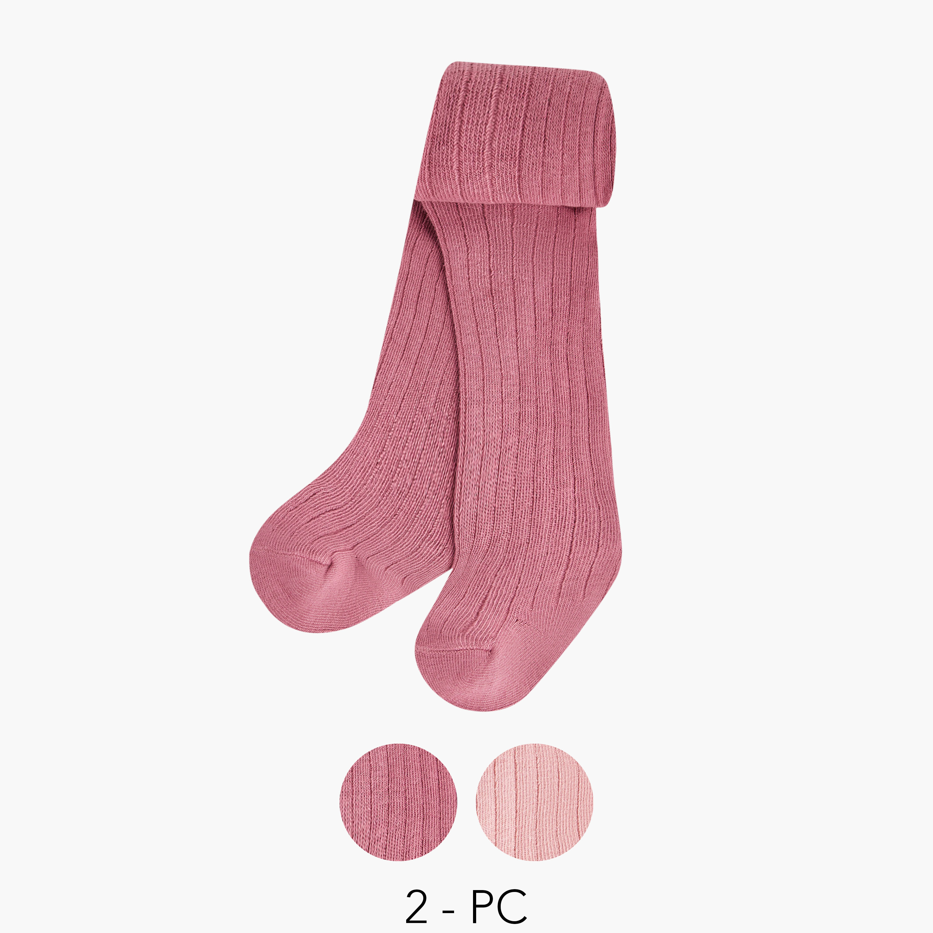 Set of 2 - Juniors Cotton Girls Tights - Ribbed-baby-girls-accessories-socks-image-1