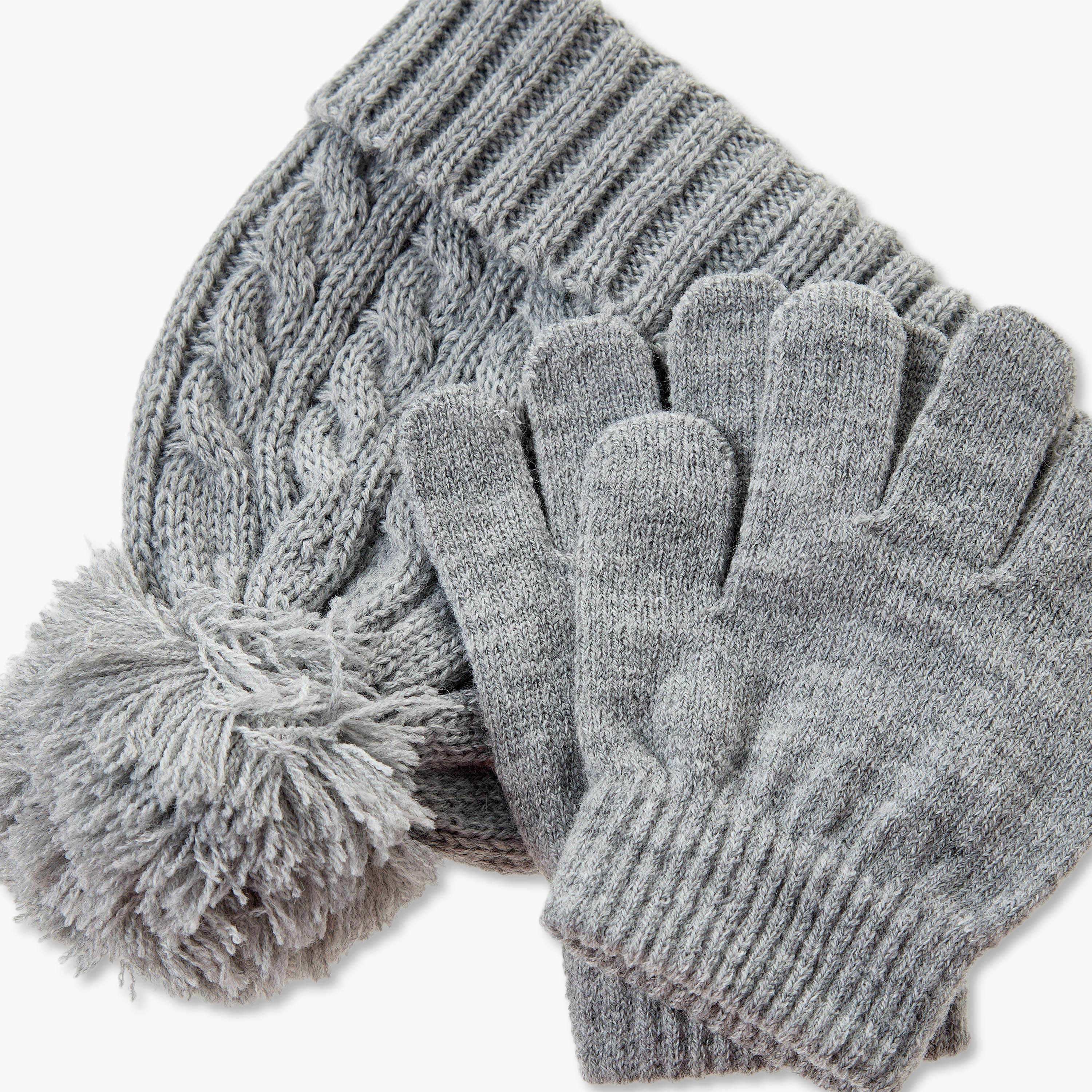 Set of 2 Juniors Cable Knit Beanie and Gloves-baby-boys-accessories-caps-image-8