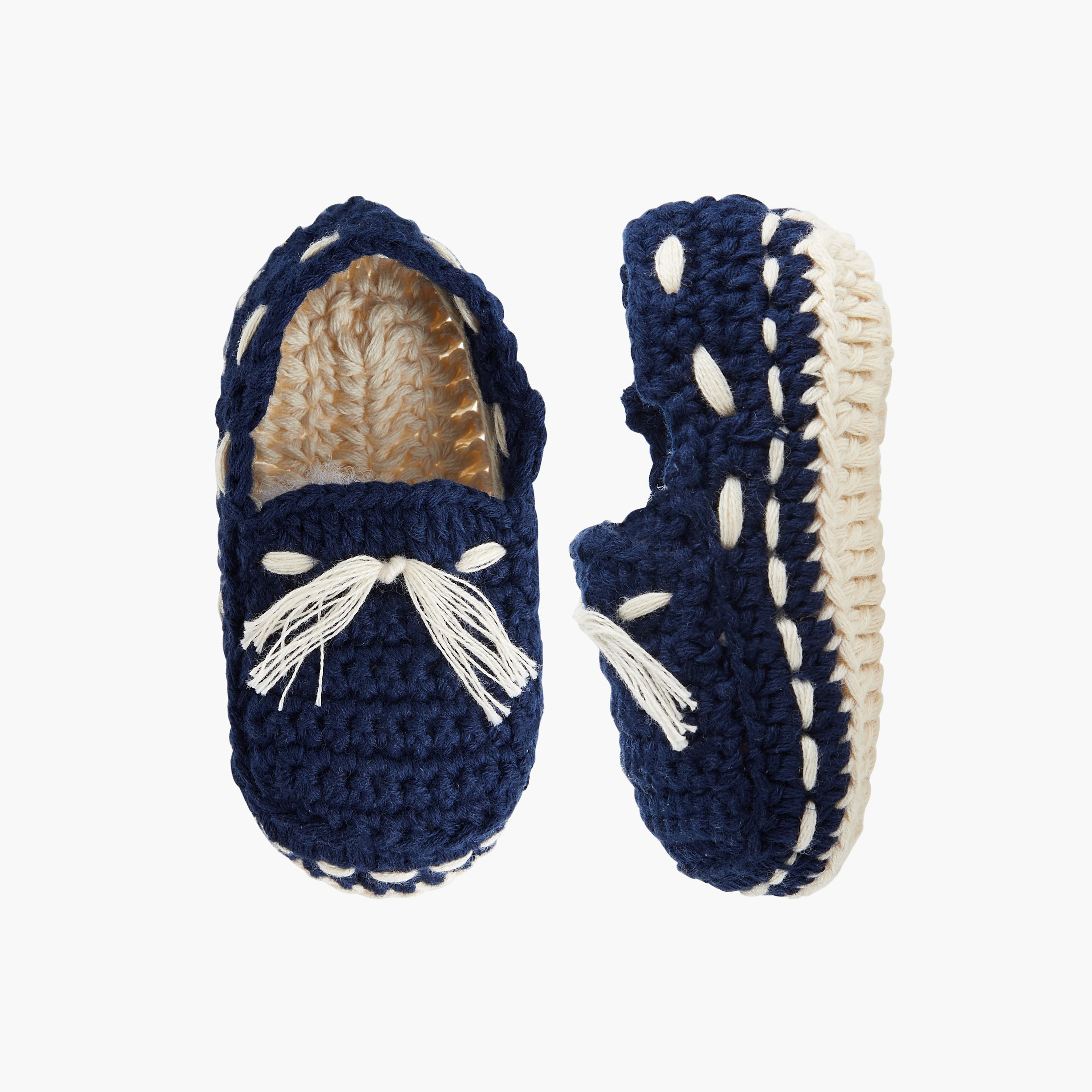Juniors Boys Booties with Crochet and Tassel Detail - Cotton-baby-boys-shoes-booties-image-1