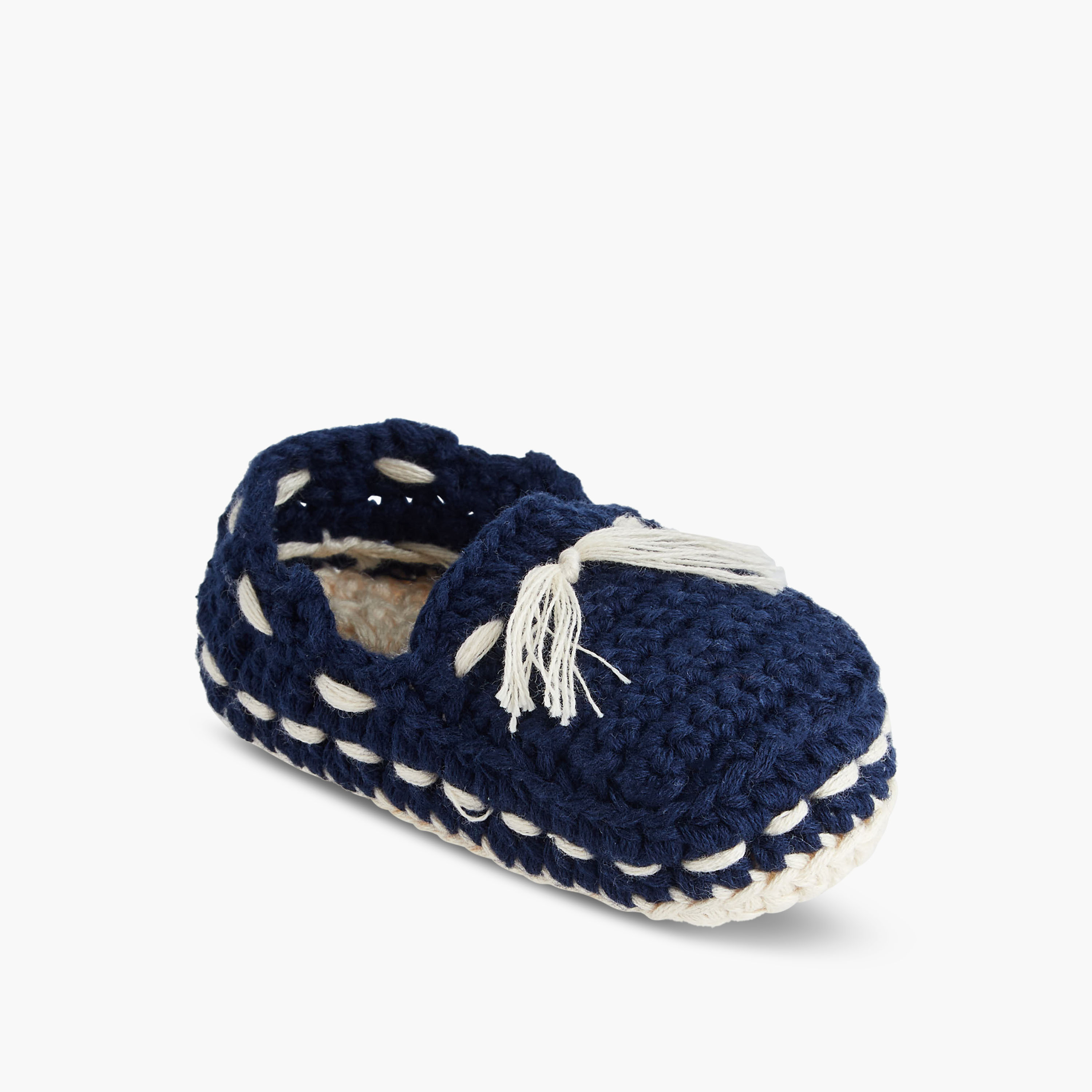 Juniors Boys Booties with Crochet and Tassel Detail - Cotton-baby-boys-shoes-booties-image-2
