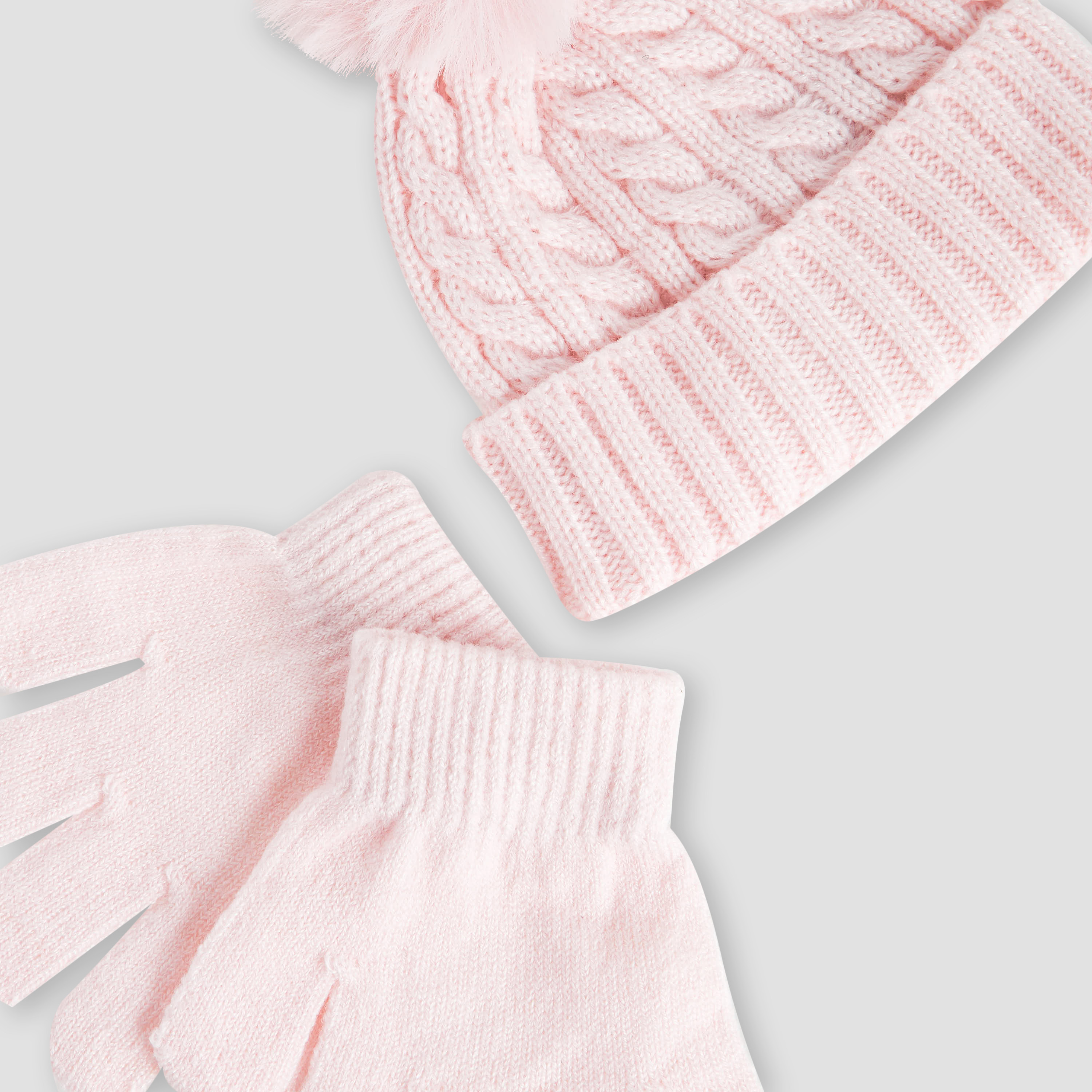 Juniors Girls Winter Cap with Gloves - Acrylic-baby-girls-clothing-winterwear-winteraccessories-image-7
