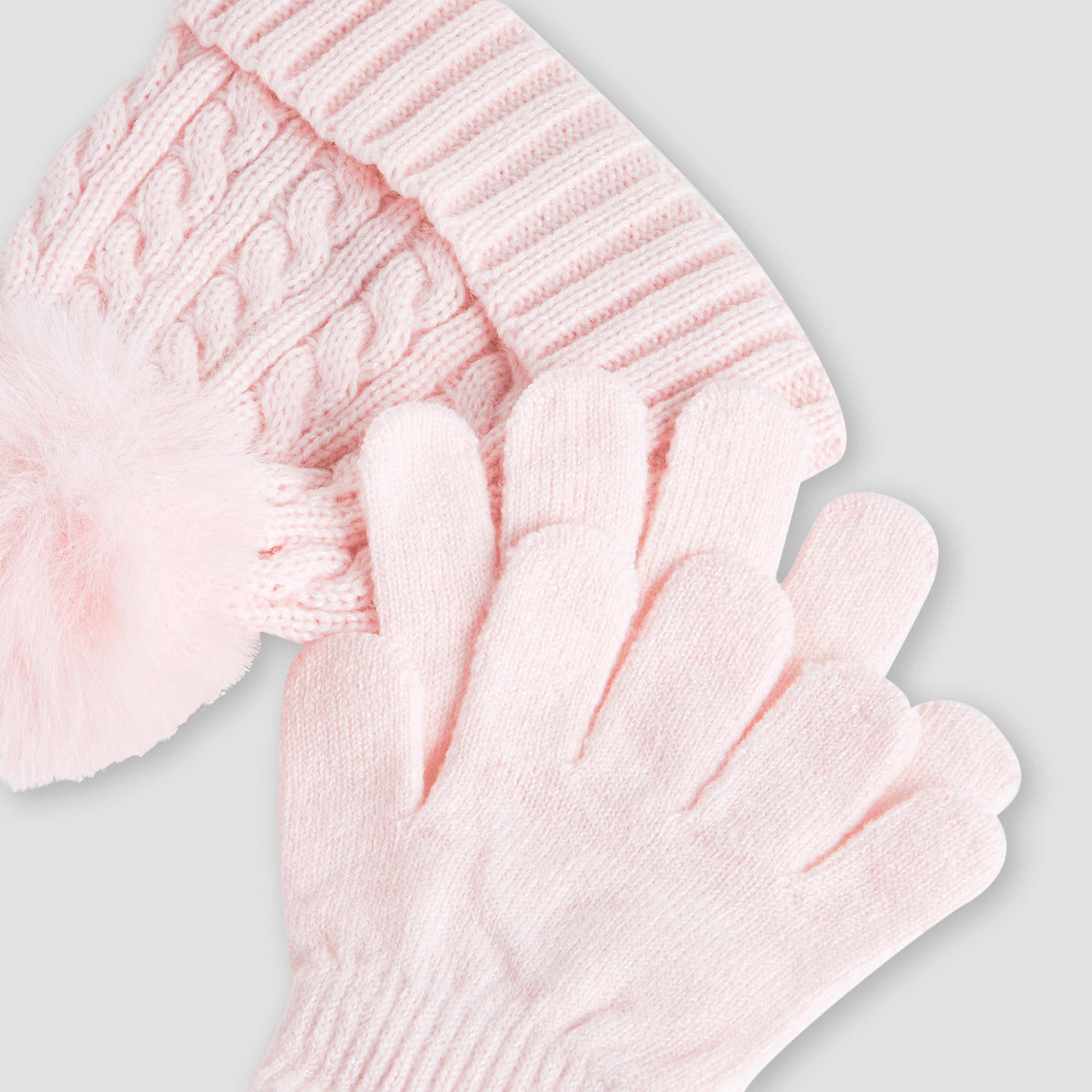 Juniors Girls Winter Cap with Gloves - Acrylic-baby-girls-clothing-winterwear-winteraccessories-image-8