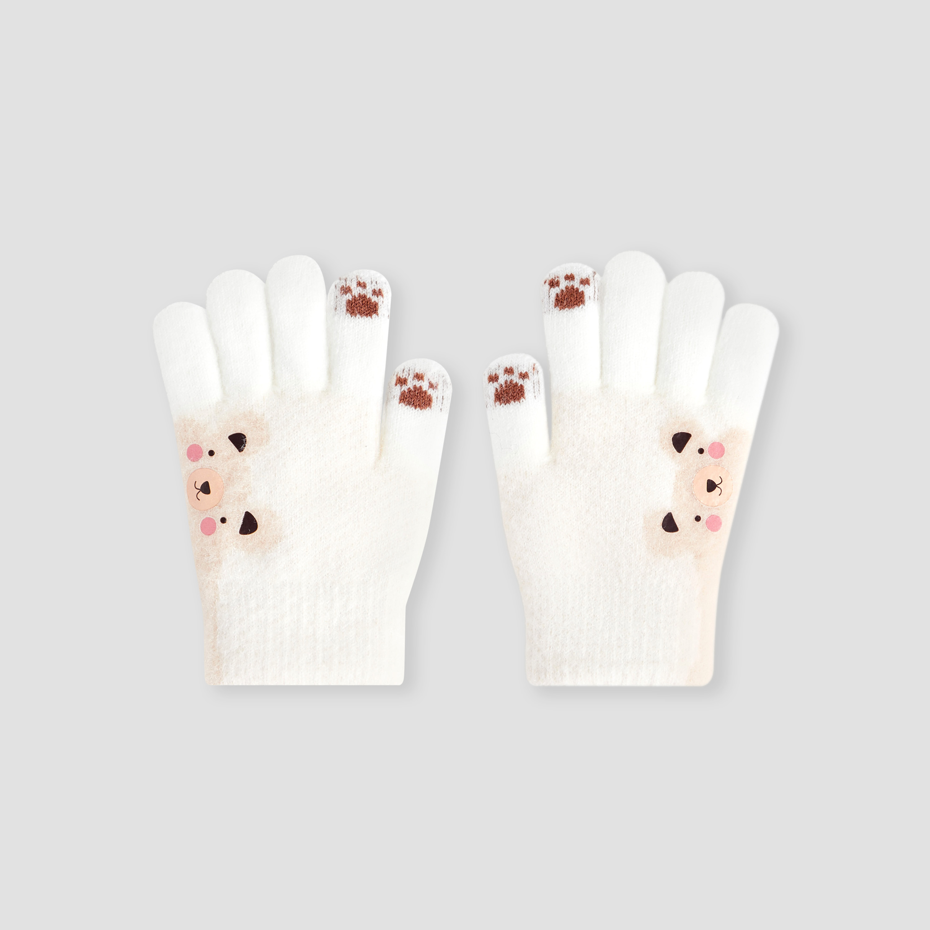 Juniors Boys Winter Gloves with Bear Design-baby-boys-clothing-winterwear-winteraccessories-image-1