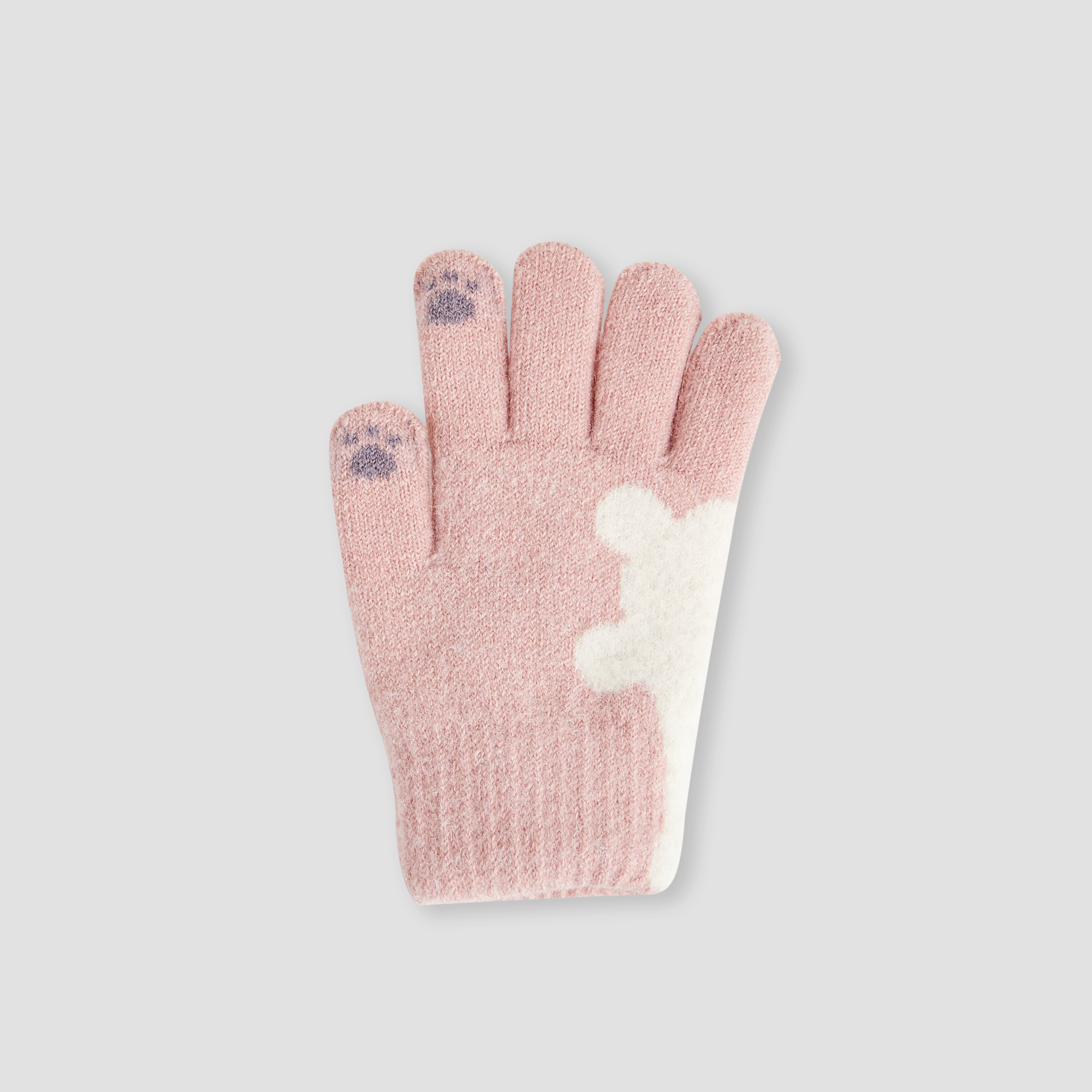 Juniors Girls Winter Gloves with Bear Print-baby-girls-clothing-winterwear-winteraccessories-image-5