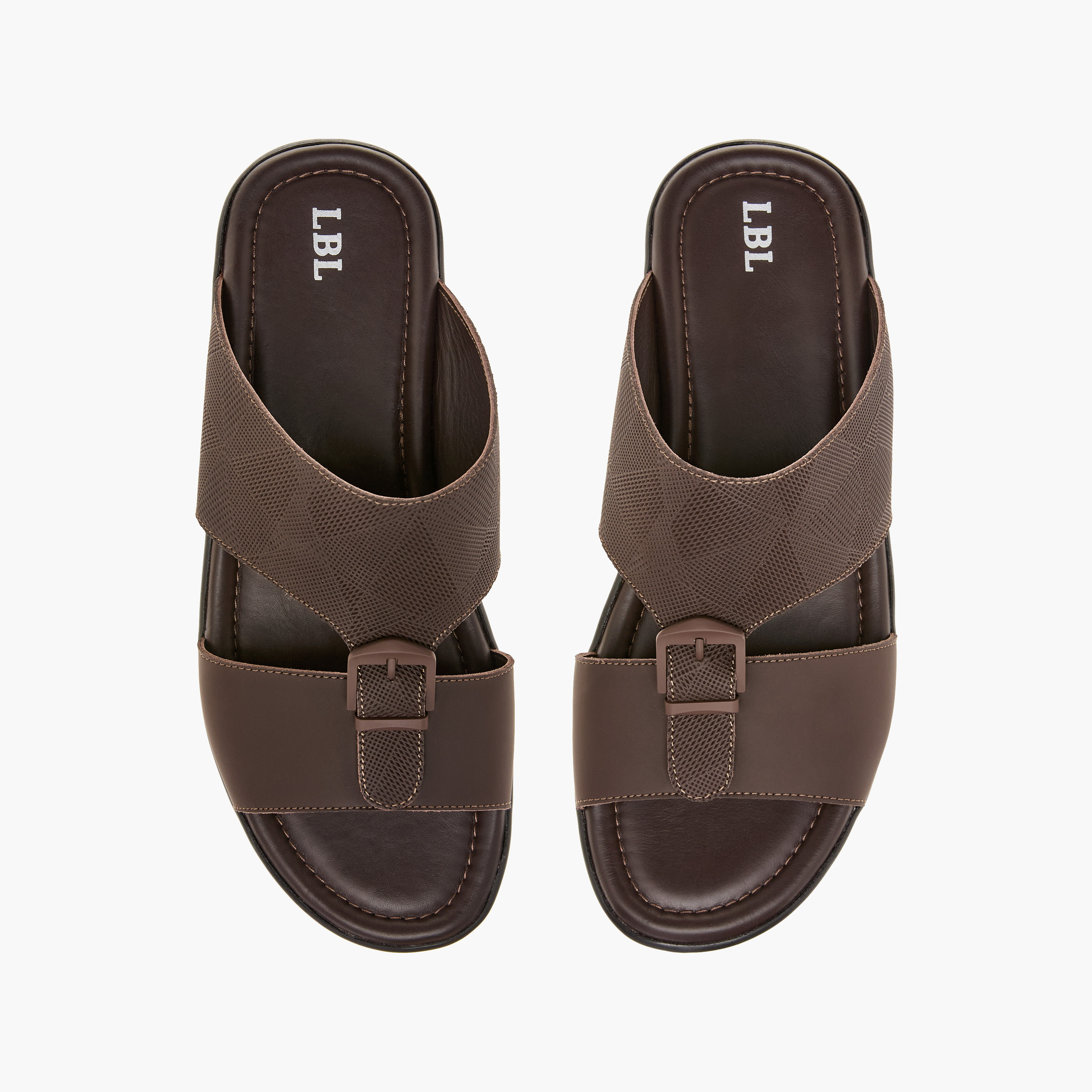 LBL by Shoexpress Textured Slip-On Arabic Sandals with Buckle Detail-men-shoes-sandals-image-1