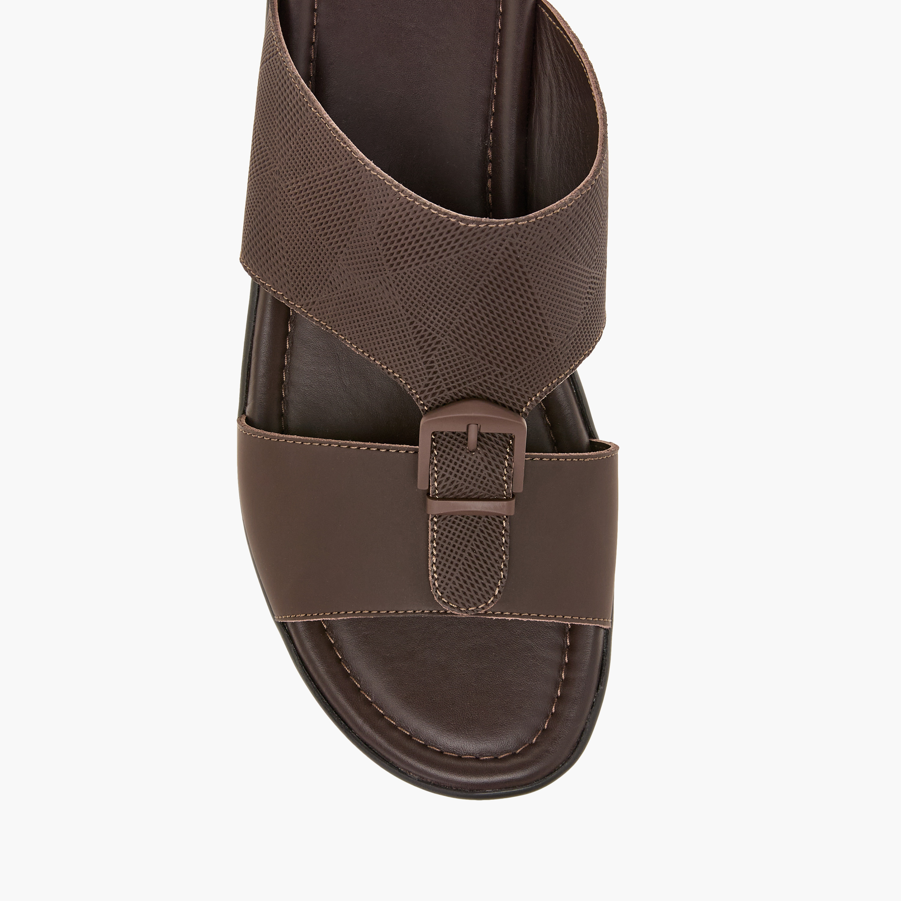 LBL by Shoexpress Textured Slip-On Arabic Sandals with Buckle Detail-men-shoes-sandals-image-3